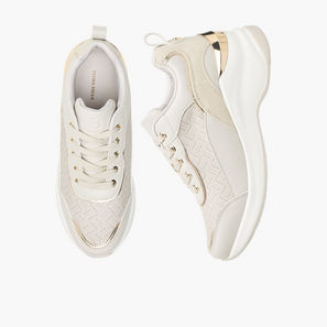 Flora Bella Monogram Textured Sneakers with Lace-Up Closure-women-image-1