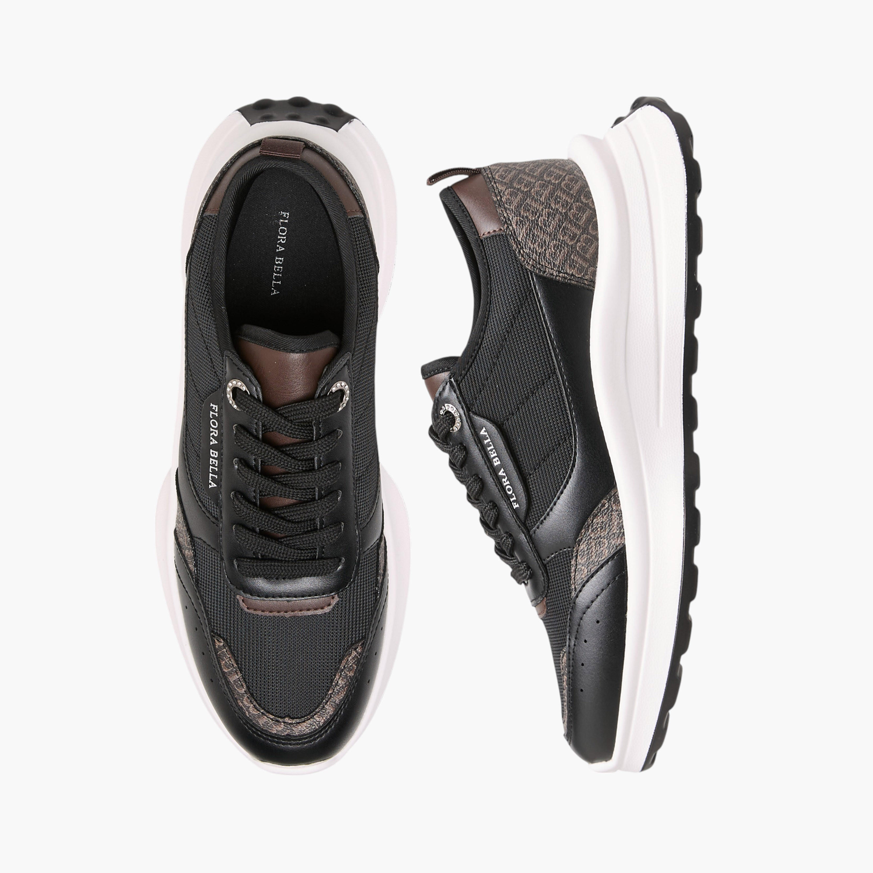 حذاء سنيكرز برباط إغلاق وطبعات مونوجرام من فلورا بيلا-women-shoes-sneakers-image-1