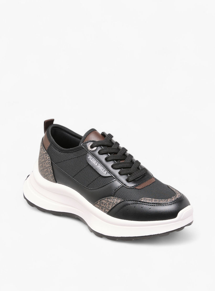 حذاء سنيكرز برباط إغلاق وطبعات مونوجرام من فلورا بيلا-women-shoes-sneakers-image-2