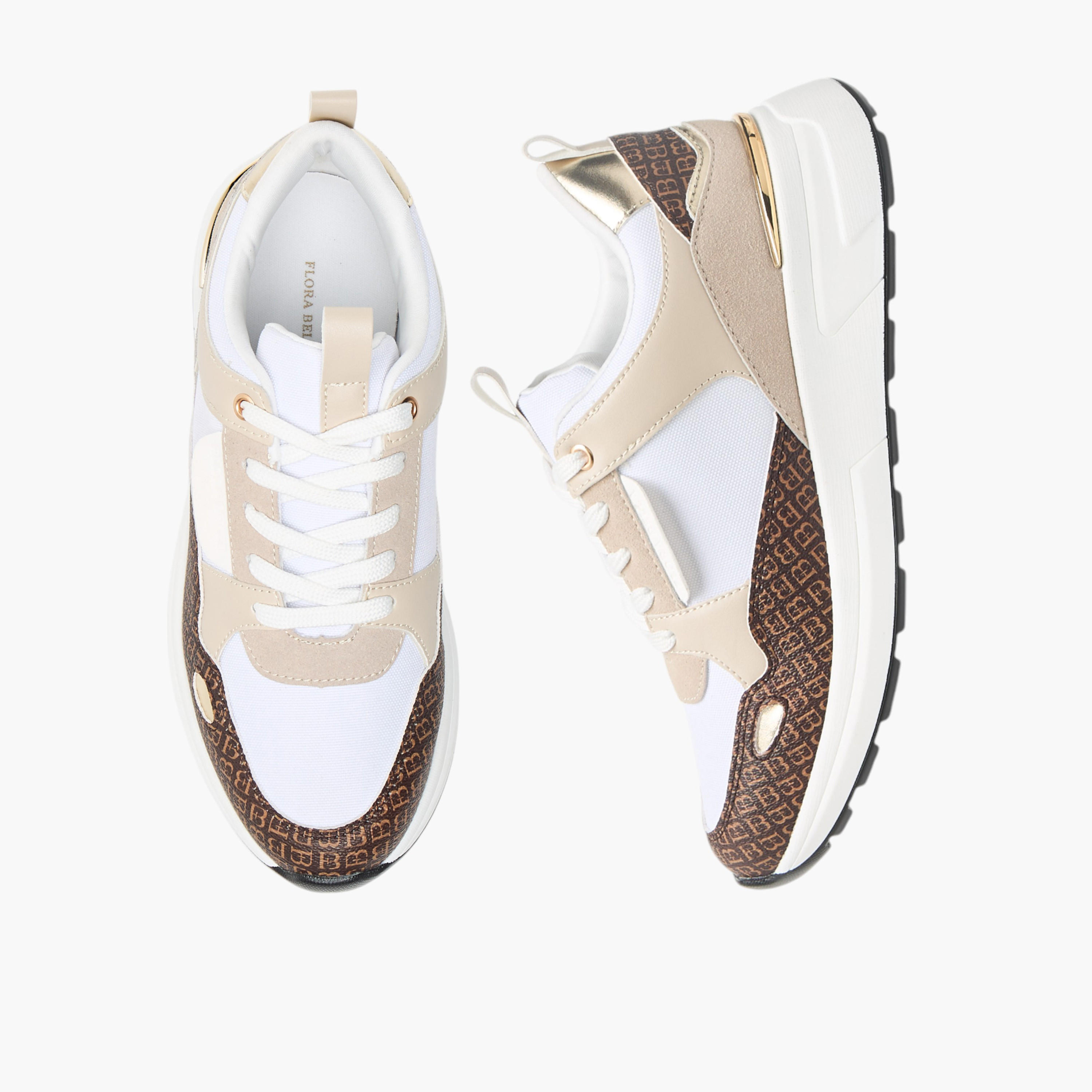 حذاء سنيكرز بطبعات مونوجرام ورباط إغلاق من فلورا بيلا-women-shoes-sneakers-image-1