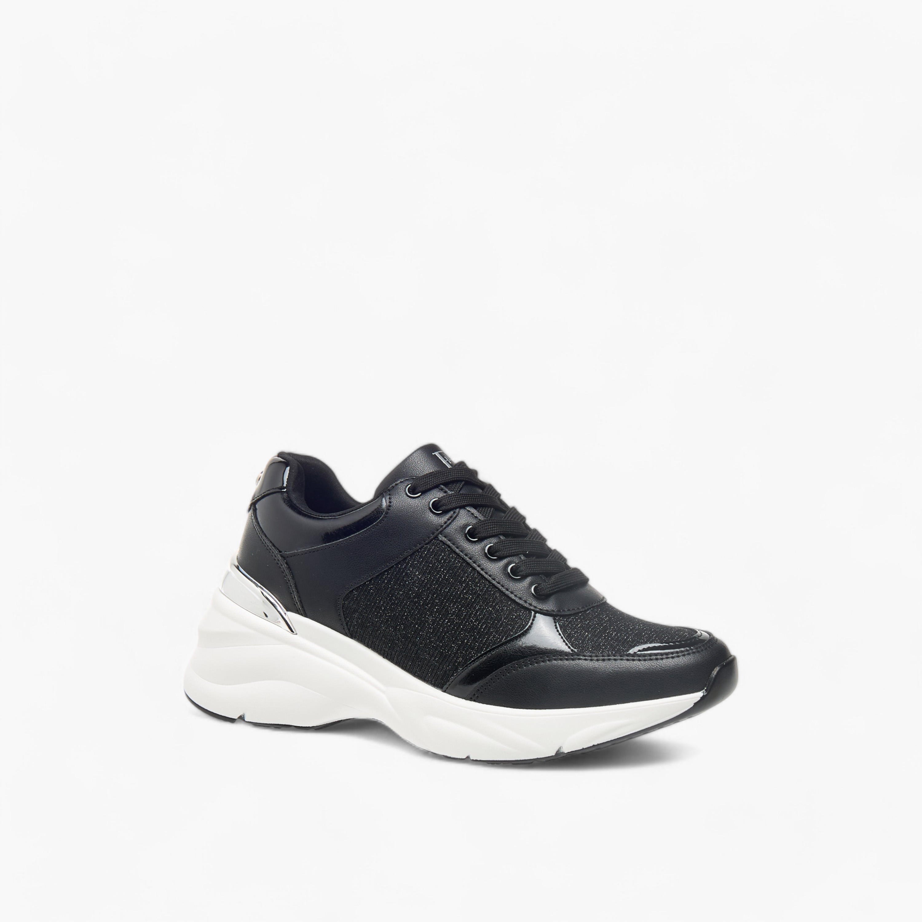 Flora Bella Glitter Textured Sneakers with Lace-Up Closure-women-shoes-sneakers-image-2
