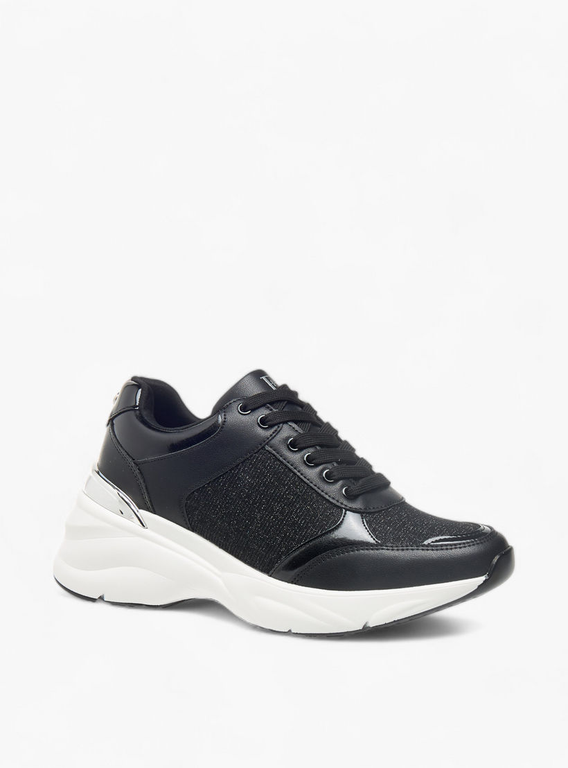 Flora Bella Glitter Textured Sneakers with Lace-Up Closure-women-shoes-sneakers-image-2