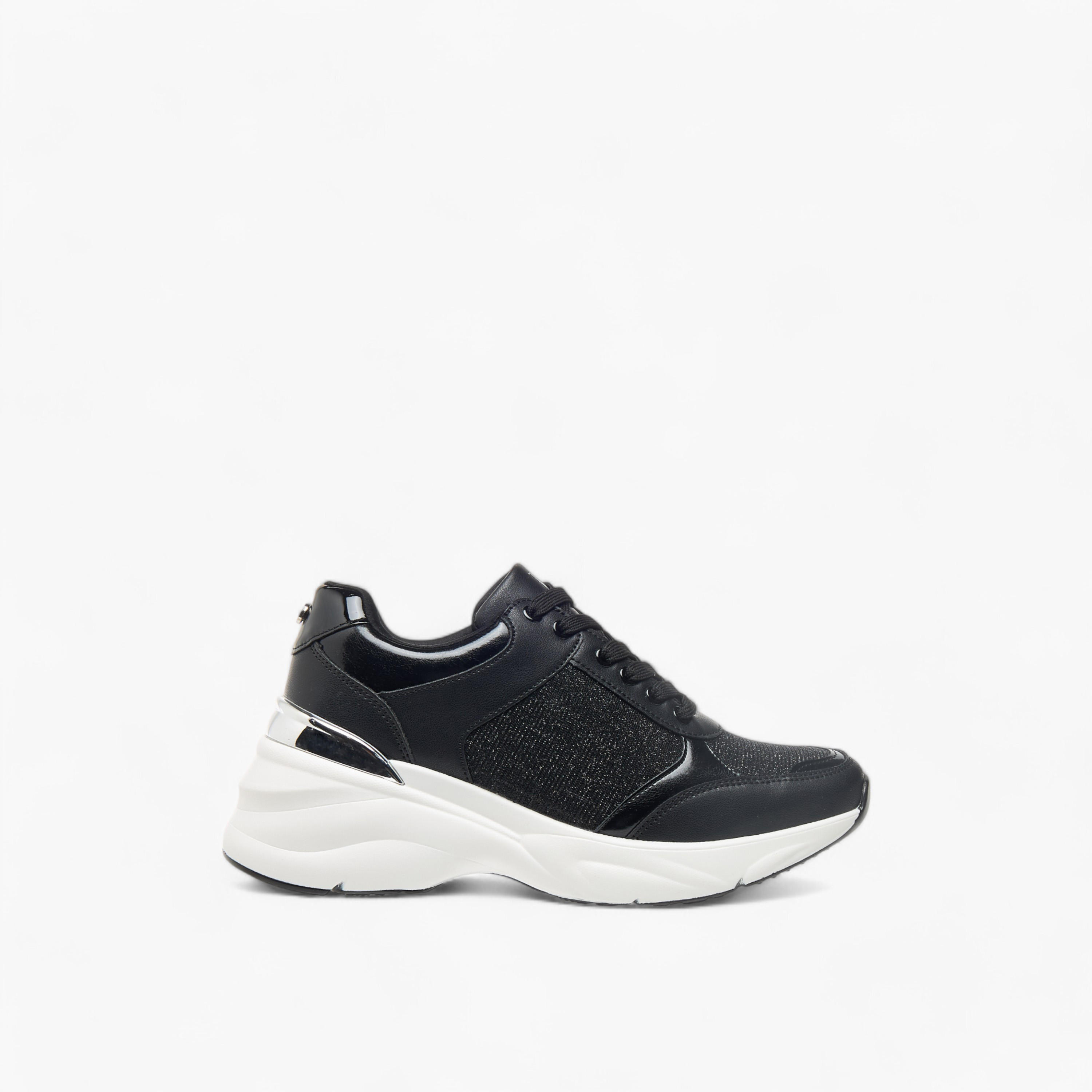 Flora Bella Glitter Textured Sneakers with Lace-Up Closure-women-shoes-sneakers-image-3