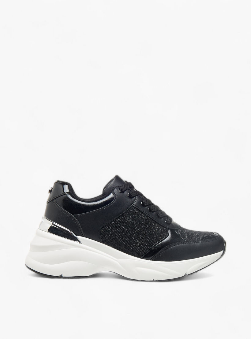 Flora Bella Glitter Textured Sneakers with Lace-Up Closure-women-shoes-sneakers-image-3