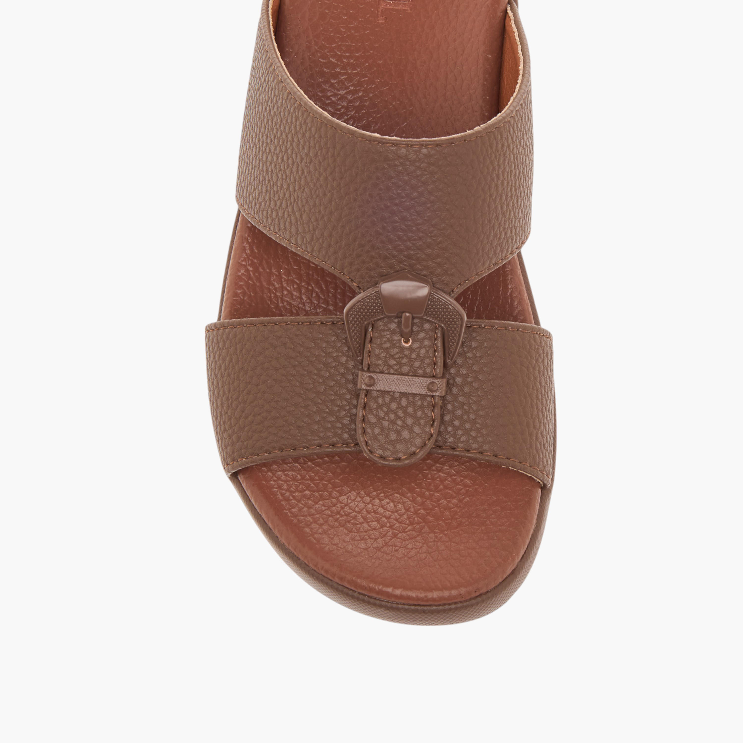 LBL by Shoexpress Textured Slip-On Arabic Sandals with Buckle Accent-boys-shoes-sandals-image-3