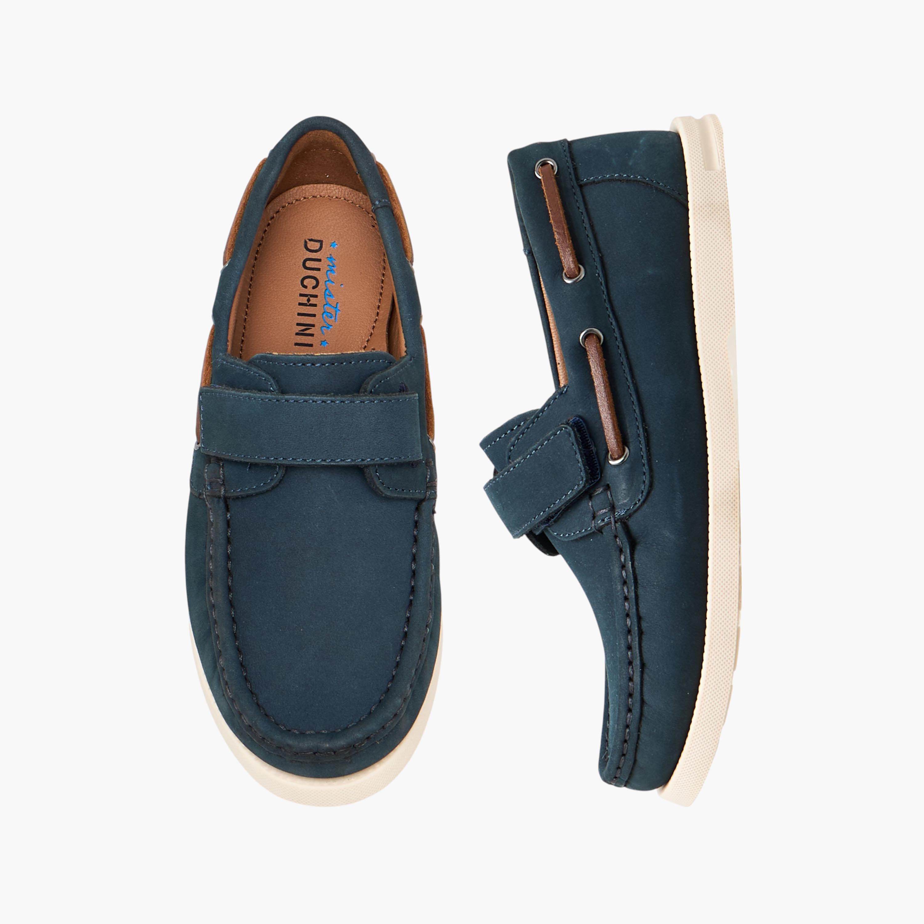 Mister Duchini Boys Hook & Loop Leather Moccasins-boys-shoes-loafers-image-1
