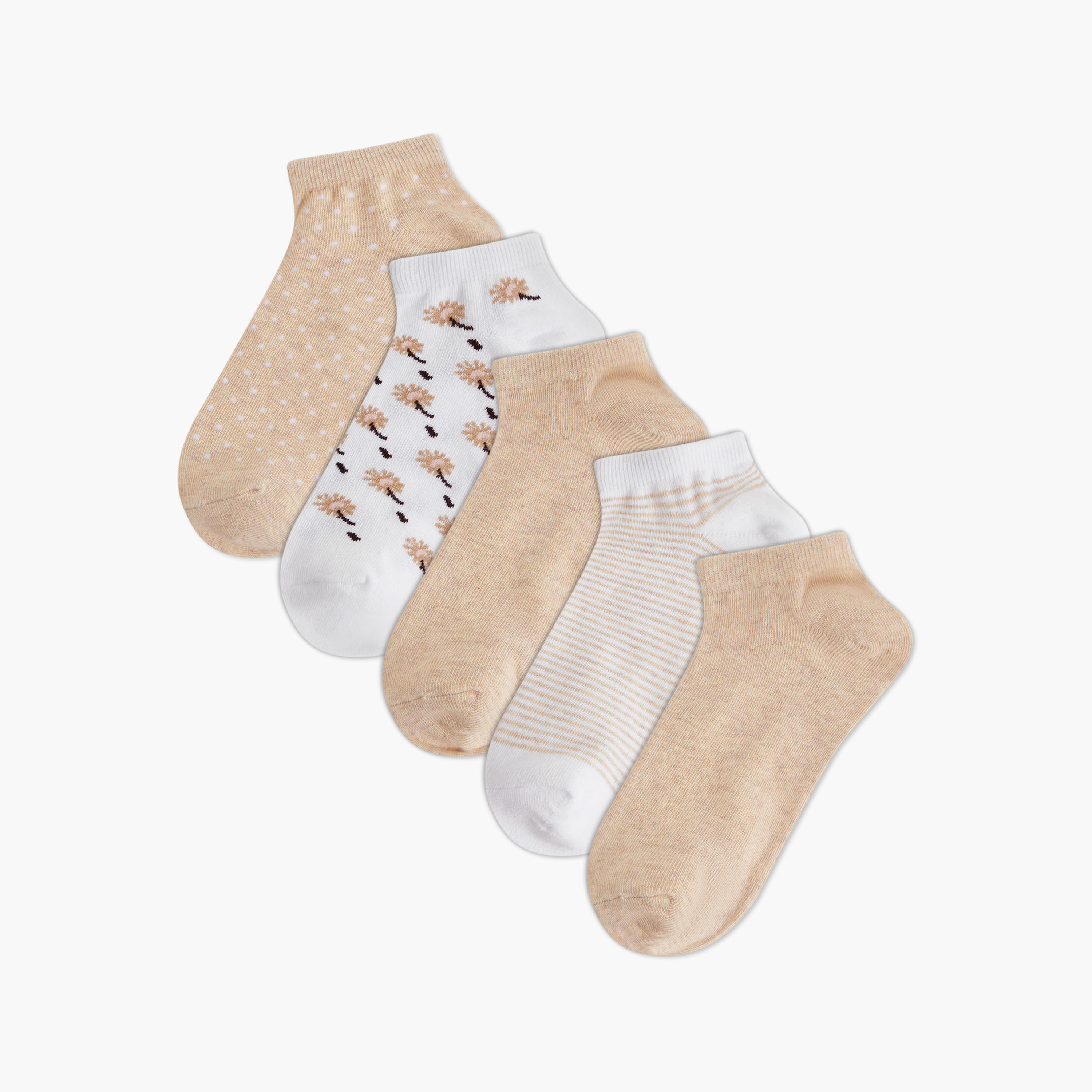 Flora Bella Pack of 5 Ankle Length Cotton Socks-women-socksandstockings-image-1