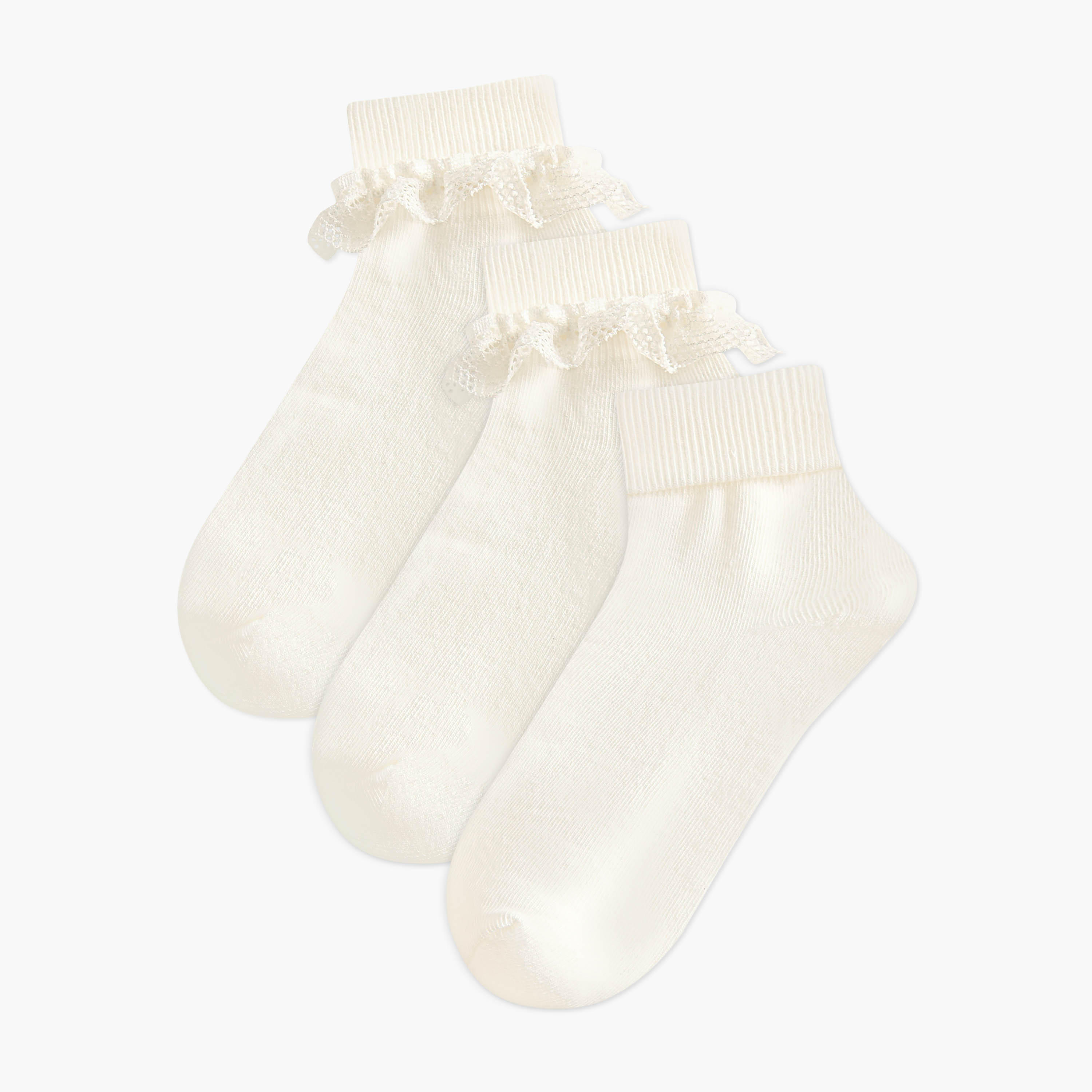 Pack of 3 Celeste Girls Socks with Lace Frill-girls-accessories-socks-image-1