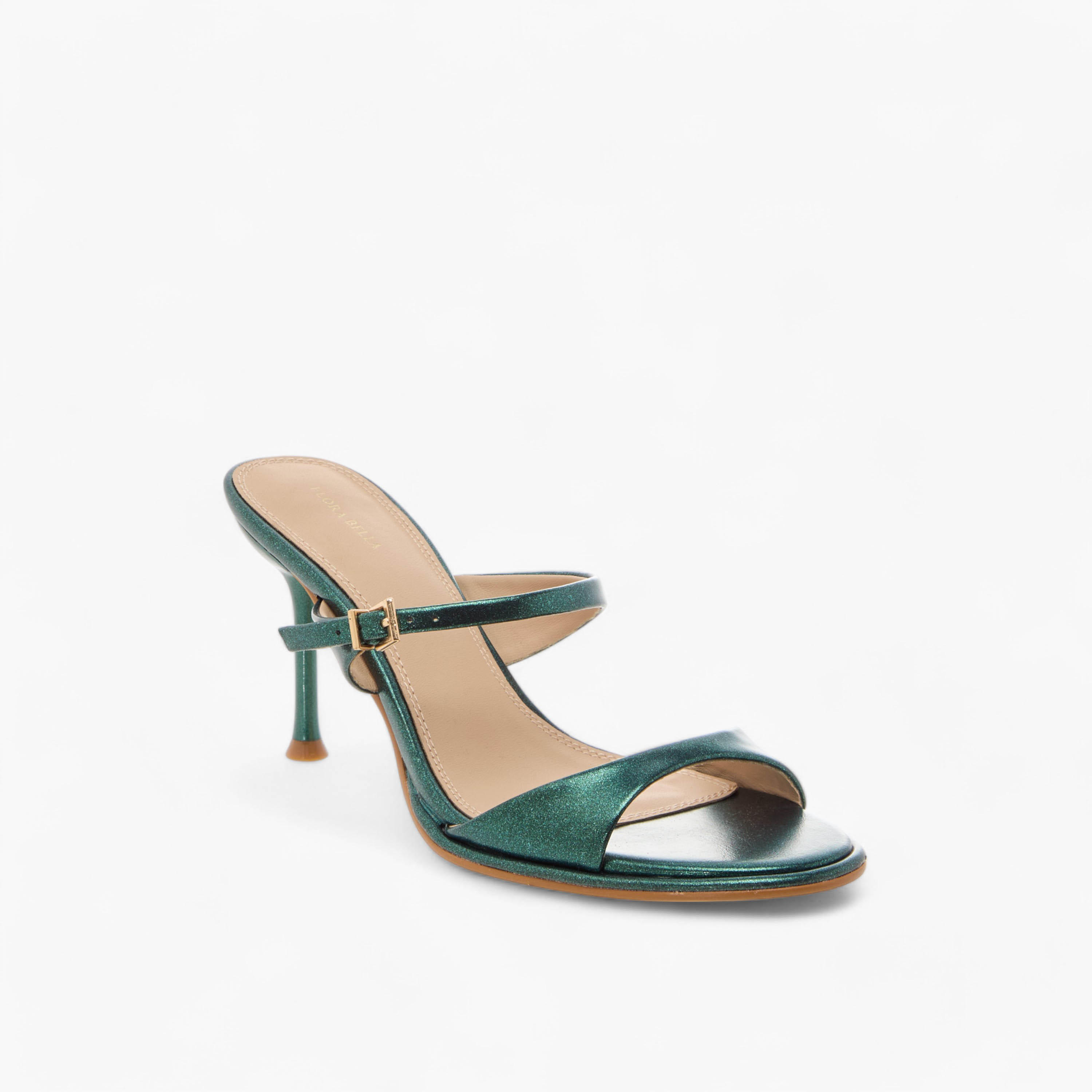 Flora Bella Metallic Slip-On Sandals with Stiletto Heels and Buckle Detail-women-shoes-sandals-heeled-image-2