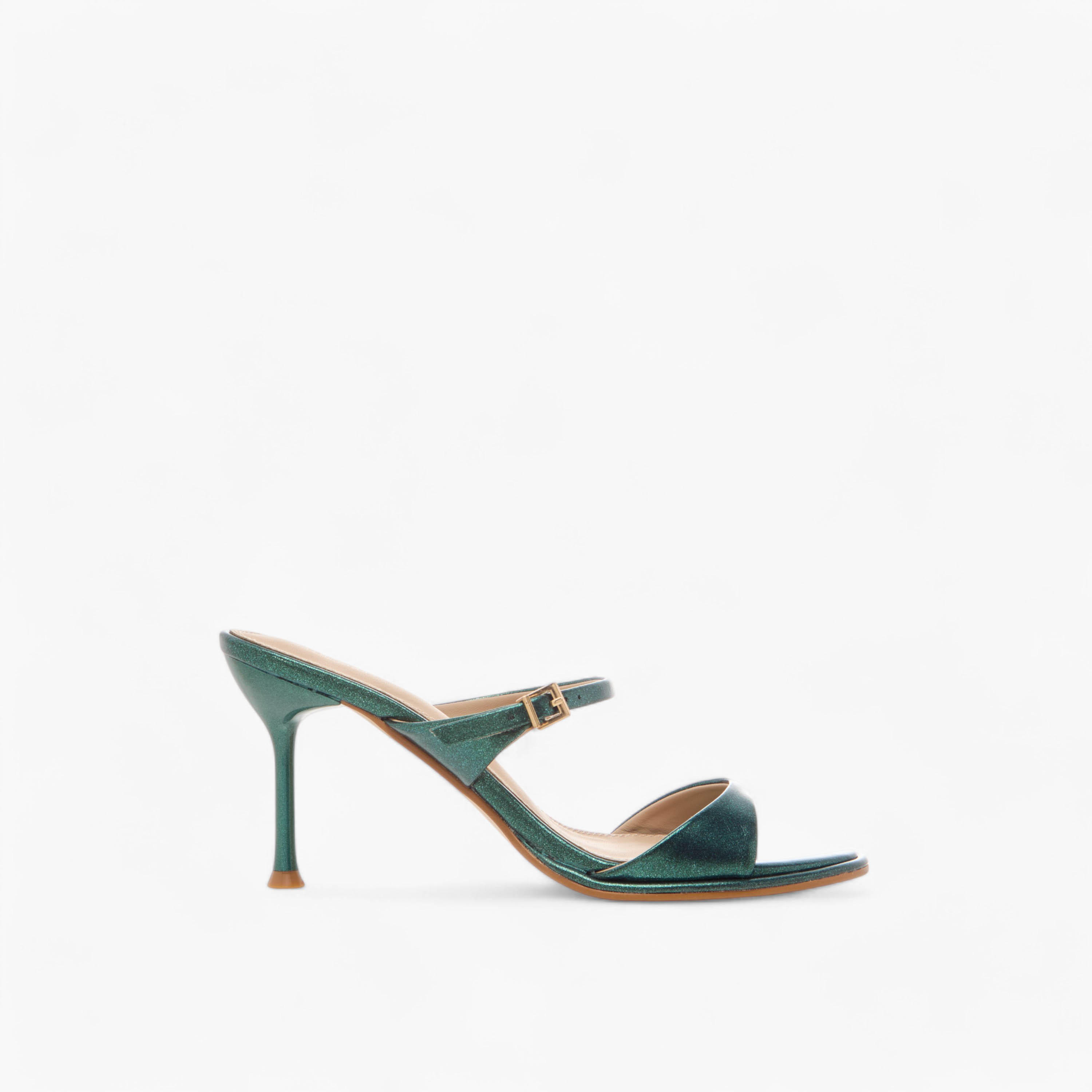 Flora Bella Metallic Slip-On Sandals with Stiletto Heels and Buckle Detail-women-shoes-sandals-heeled-image-3