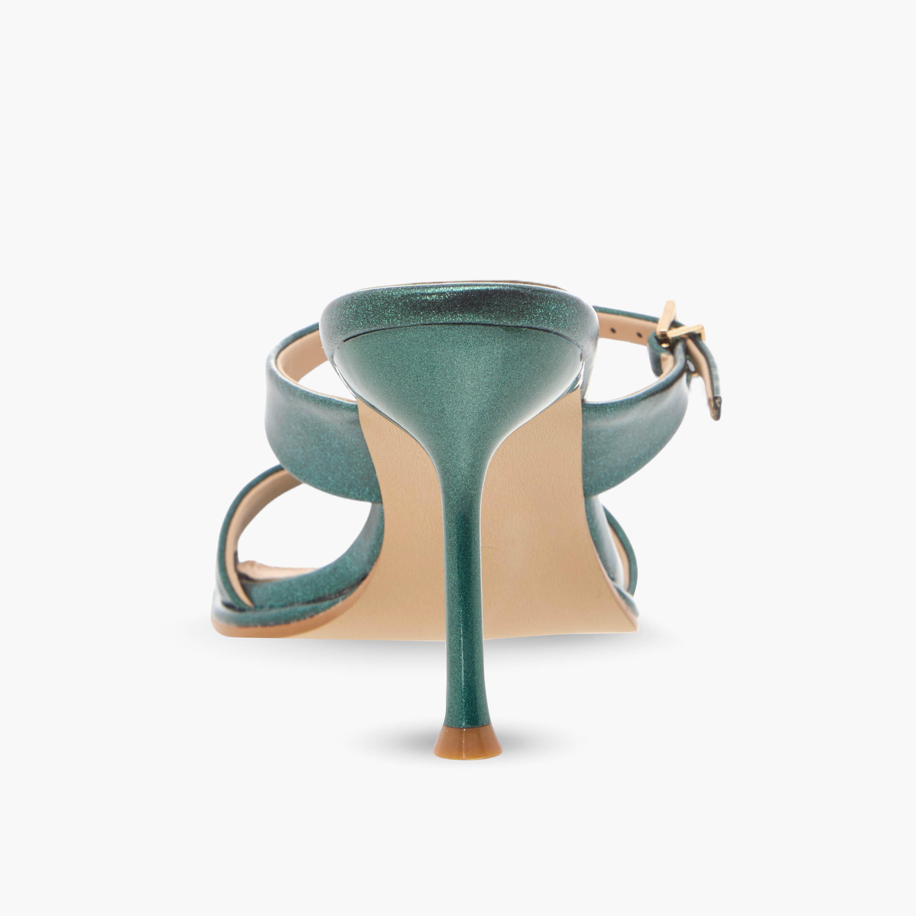 Flora Bella Metallic Slip-On Sandals with Stiletto Heels and Buckle Detail-women-shoes-sandals-heeled-image-5