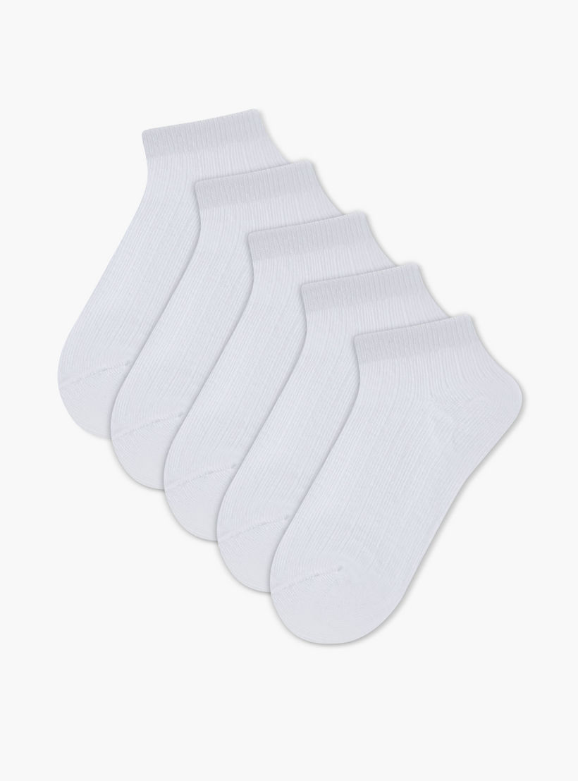 جوارب جونيورز مضلعة بطول الكاحل - مجموعة من 5-girls-accessories-socks-image-1