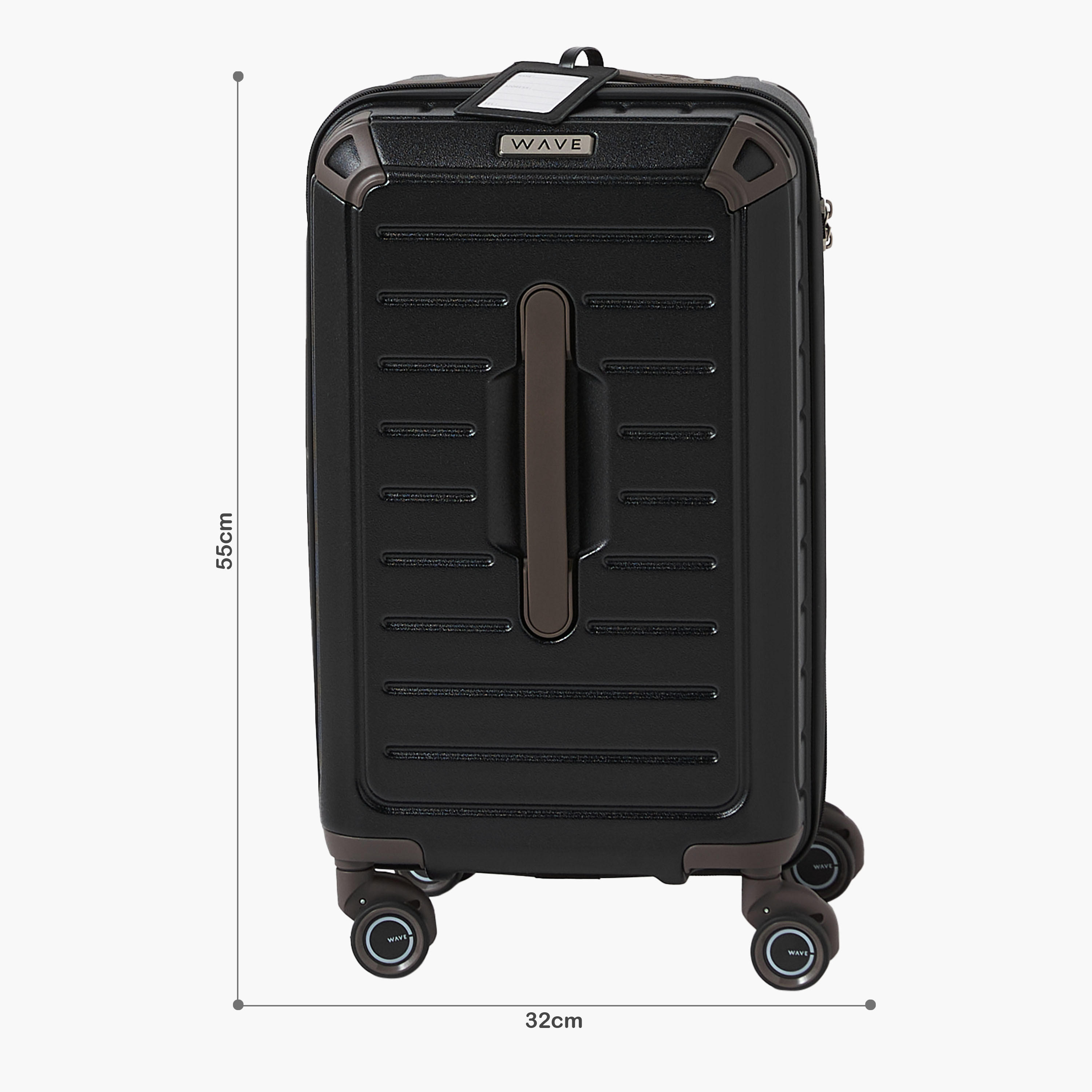 WAVE Textured Hardcase Luggage Trolley with Retractable Handle-travel-luggagesandbags-luggage-image-2