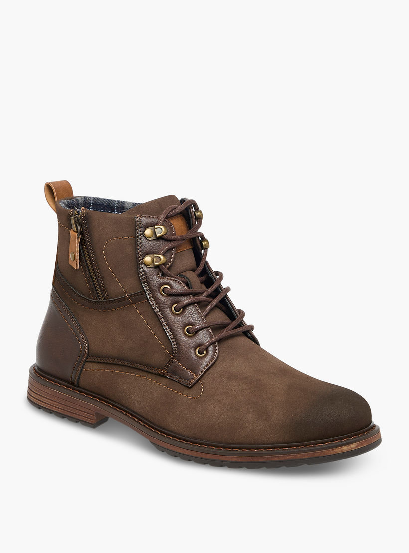 LBL by Shoexpress Panelled Ankle Boots with Zip Closure-men-shoes-boots-image-2