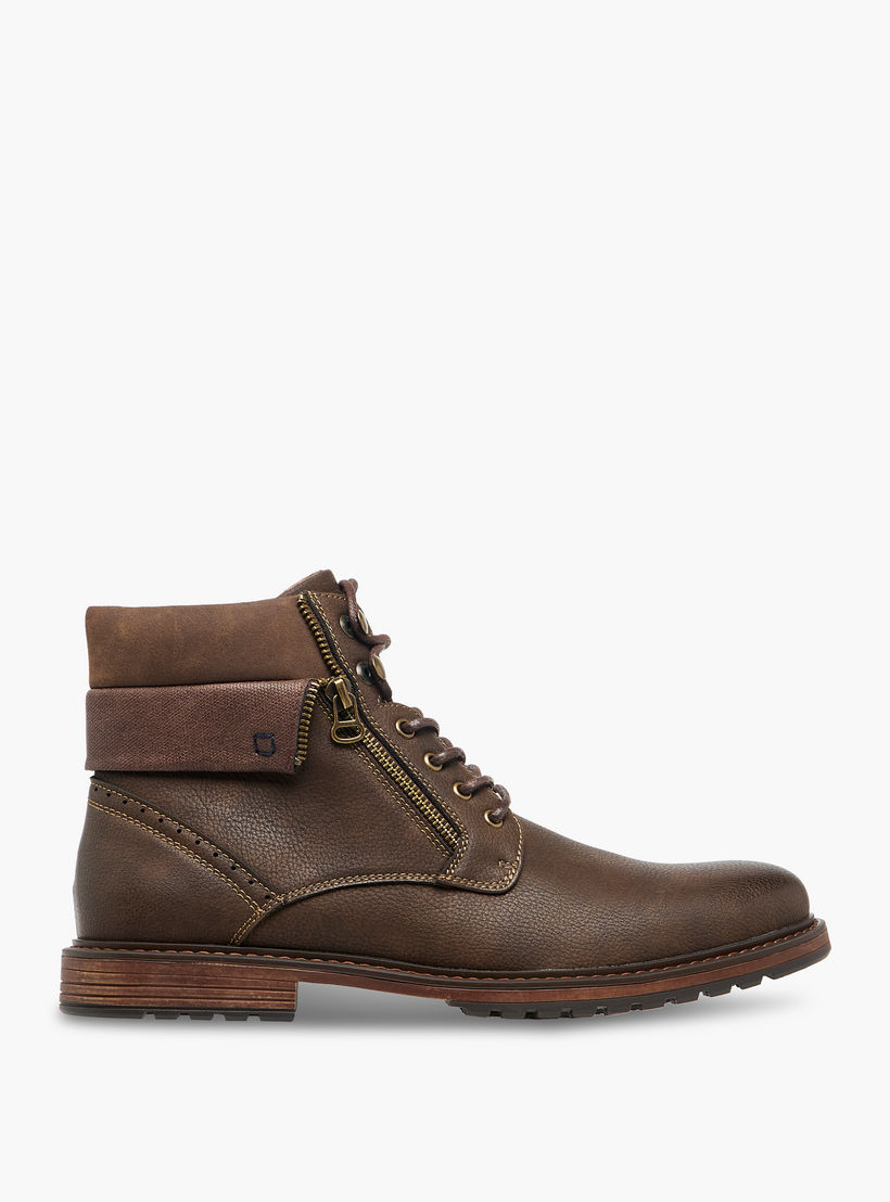 LBL by Shoexpress Panelled Ankle Boots with Zip Closure-men-shoes-boots-image-3