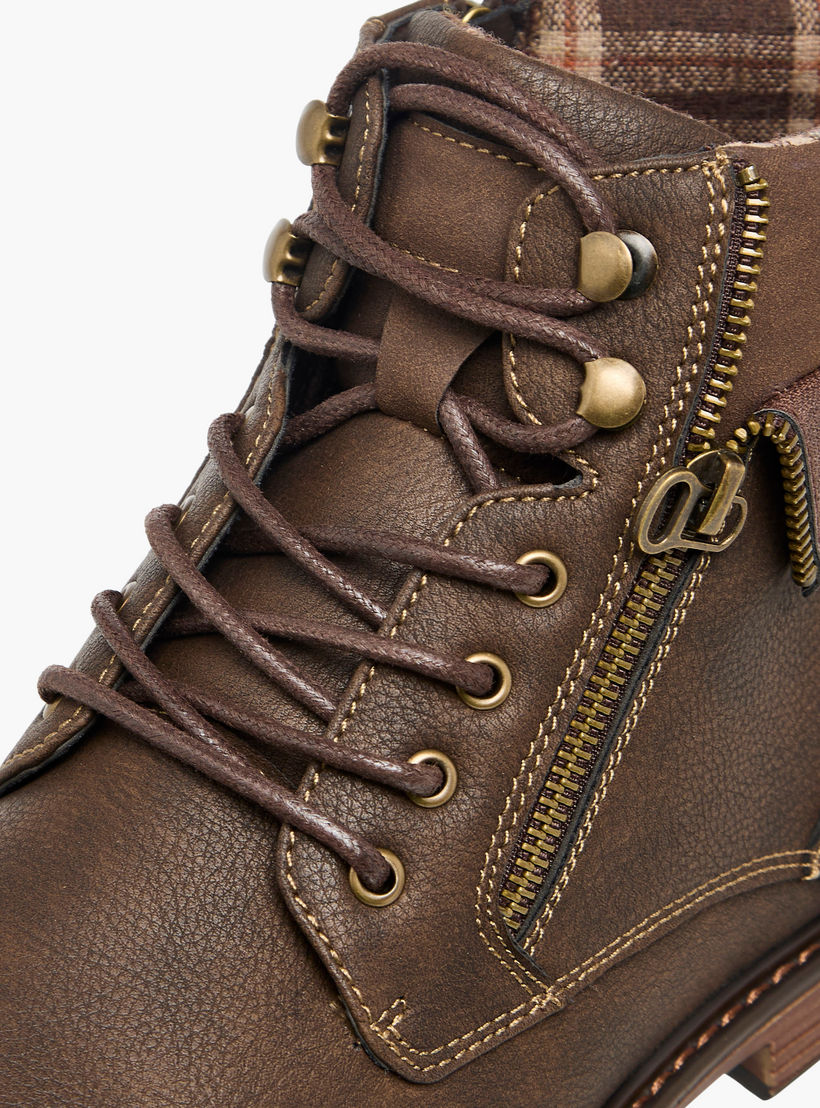 LBL by Shoexpress Panelled Ankle Boots with Zip Closure-men-shoes-boots-image-4