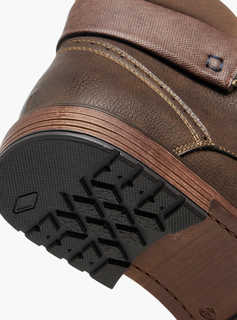 LBL by Shoexpress Panelled Ankle Boots with Zip Closure-men-shoes-boots-image-5