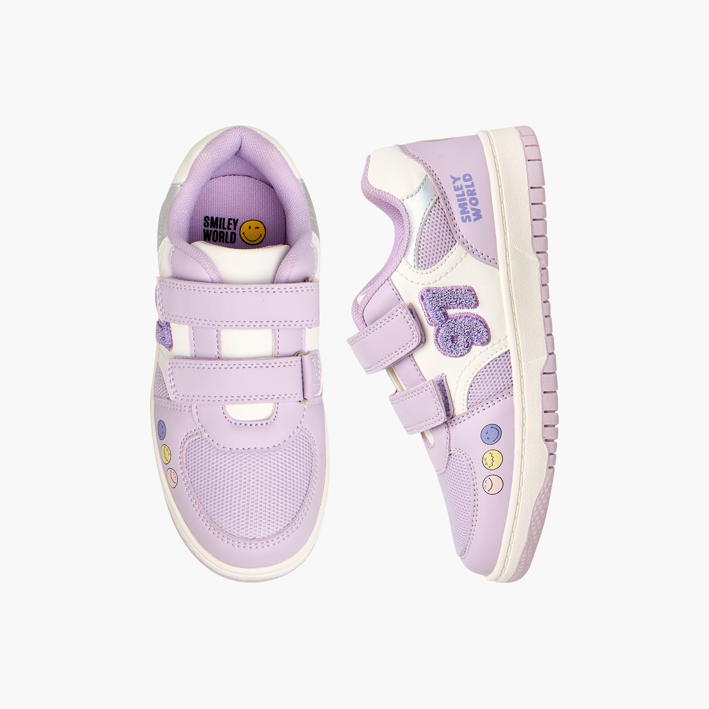 Smiley Girls Hook & Loop Sneakers-girls-shoes-sneakers-image-1