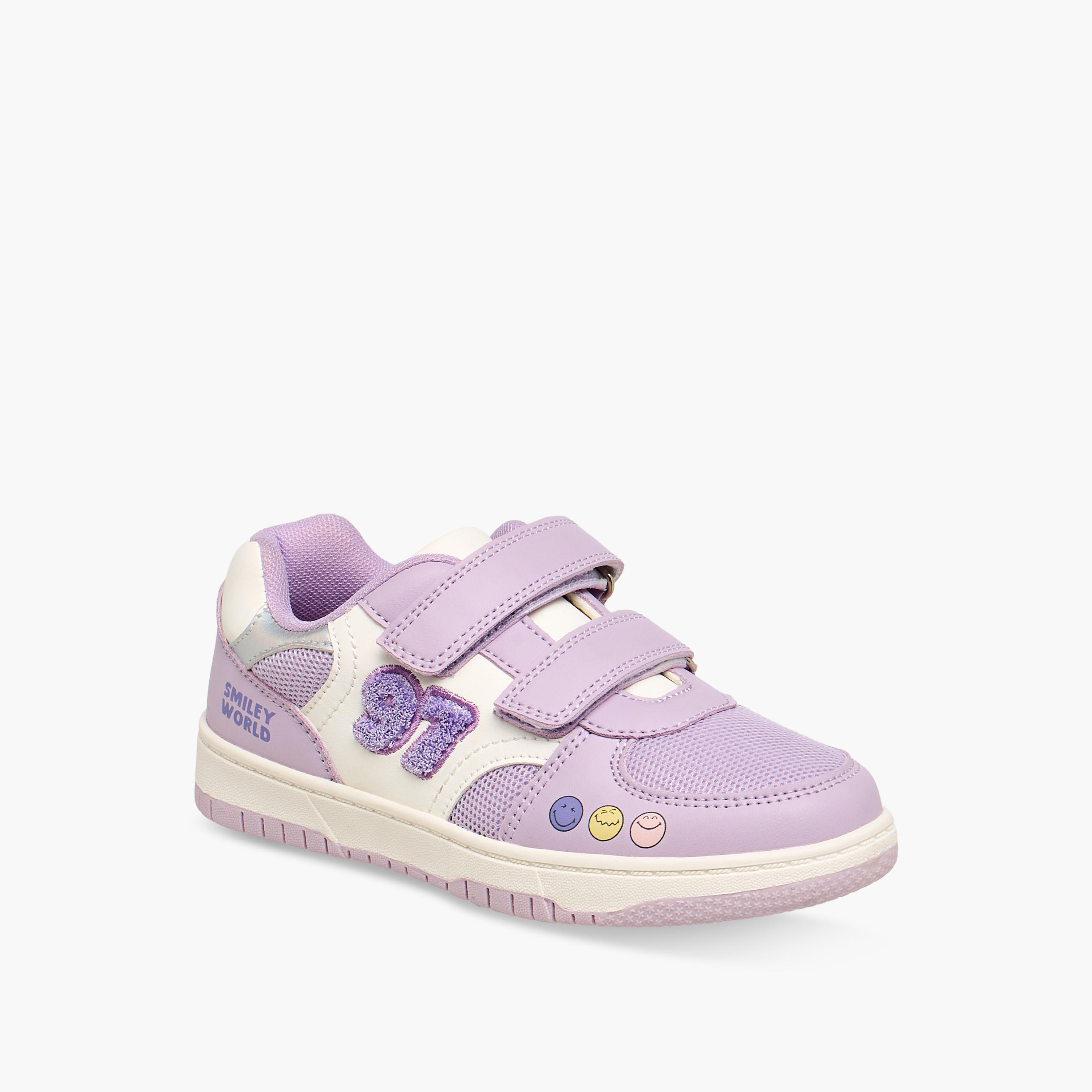 Smiley Girls Hook & Loop Sneakers-girls-shoes-sneakers-image-2