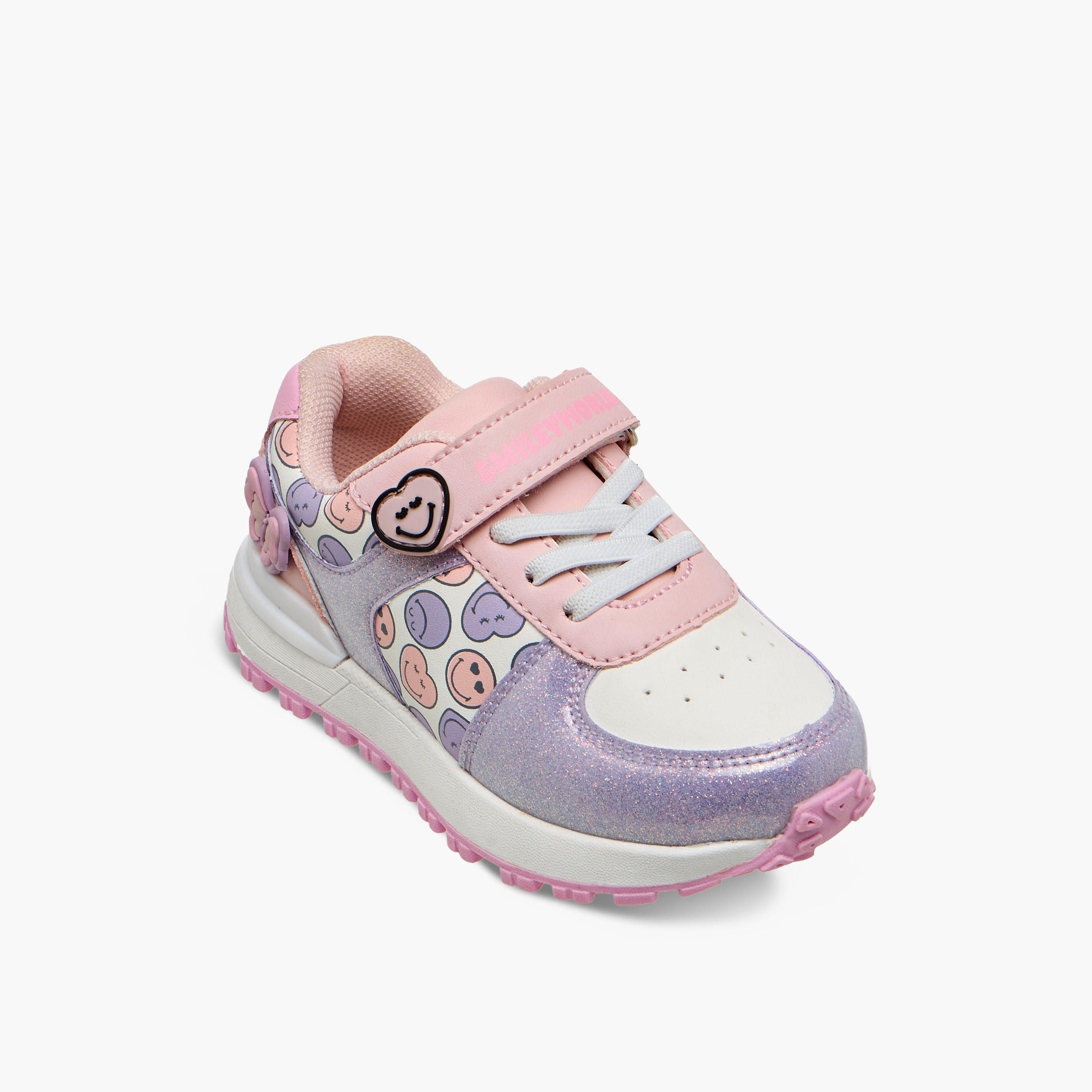 Smiley Girls Hook and Loop Ankle Sneakers-girls-shoes-sneakers-image-2