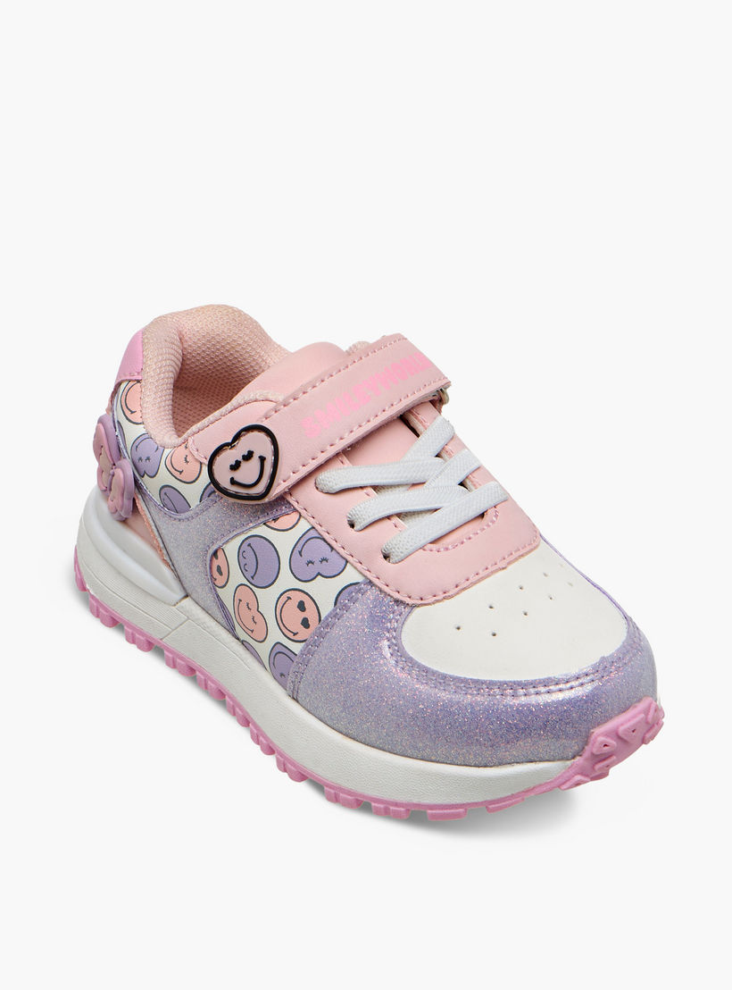 Smiley Girls Hook and Loop Ankle Sneakers-girls-shoes-sneakers-image-2