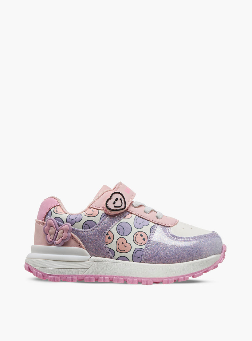 Smiley Girls Hook and Loop Ankle Sneakers-girls-shoes-sneakers-image-3
