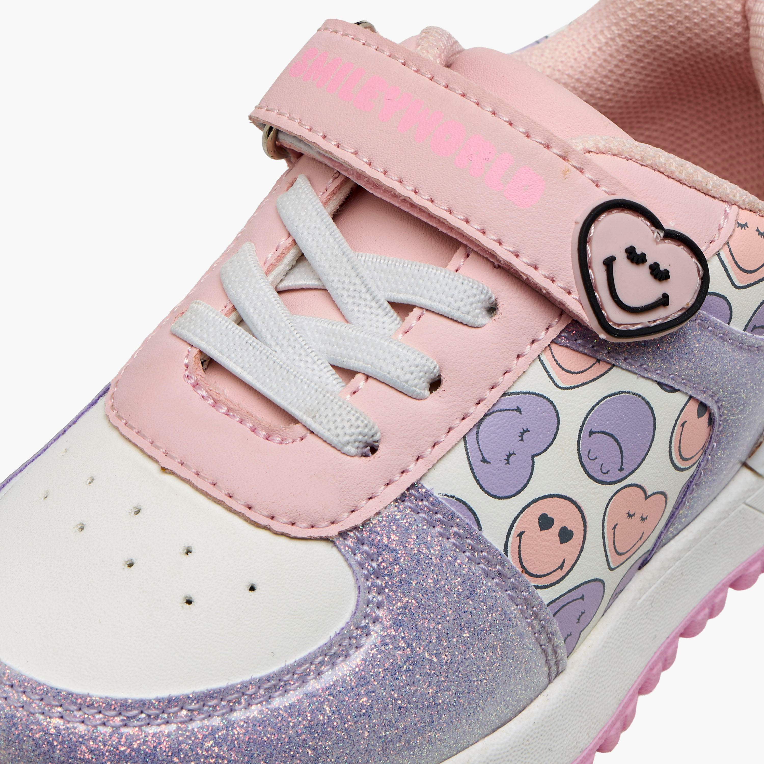 Smiley Girls Hook and Loop Ankle Sneakers-girls-shoes-sneakers-image-4