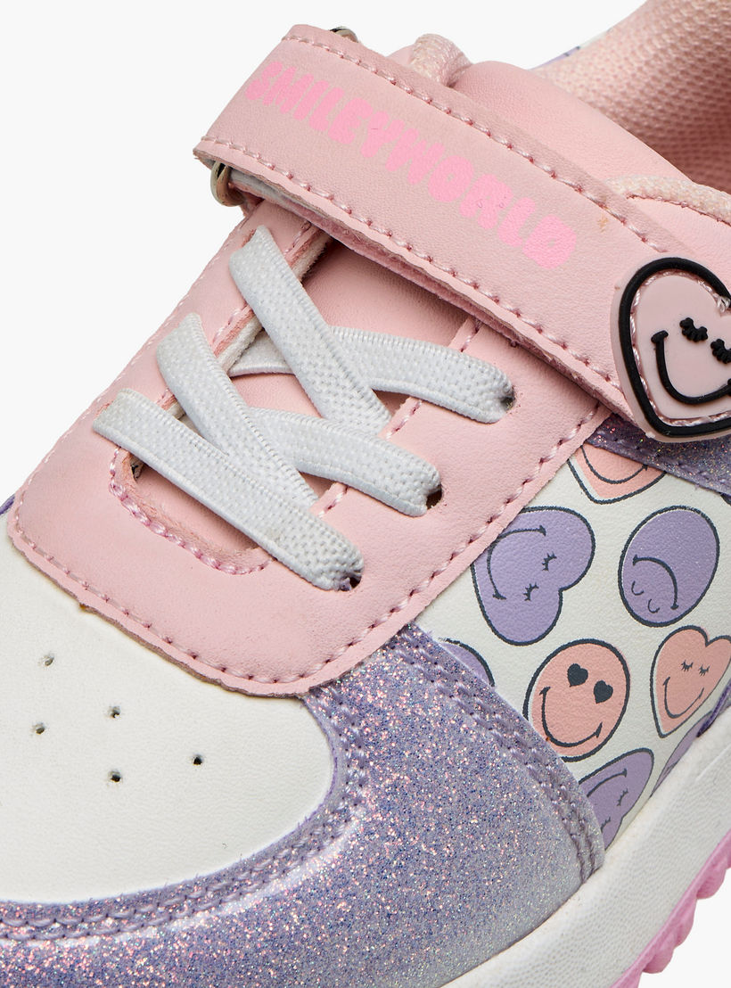 Smiley Girls Hook and Loop Ankle Sneakers-girls-shoes-sneakers-image-4