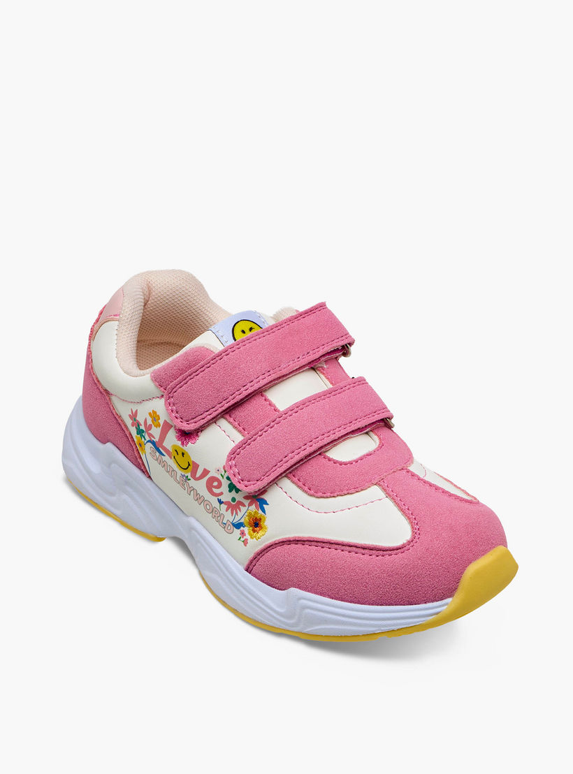 Smiley Girls Hook and Loop Ankle Sneakers-girls-shoes-sneakers-image-2