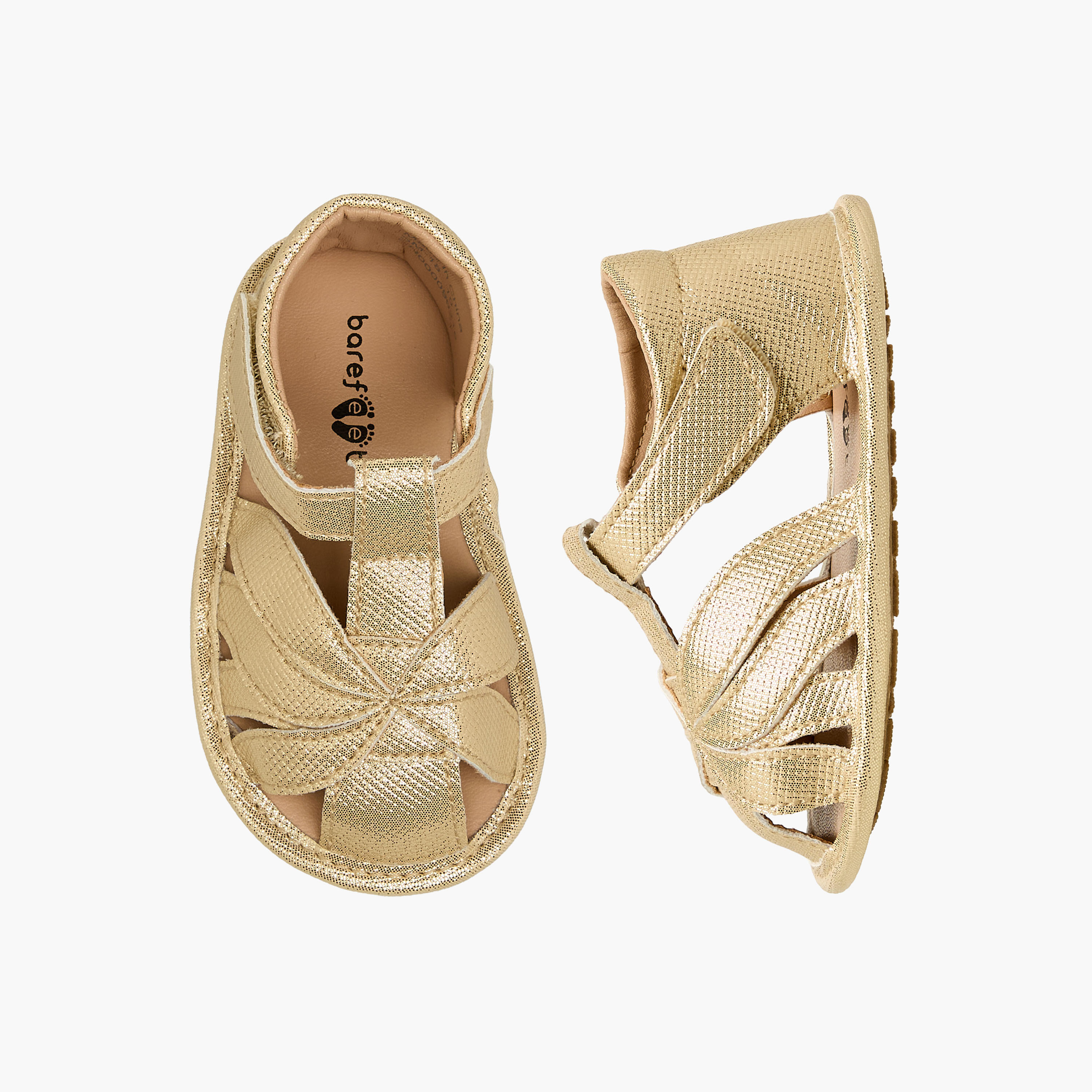 Barefeet Sandels with Hook & Loop Closure, Metallic Design-baby-girls-shoes-sandals-image-1