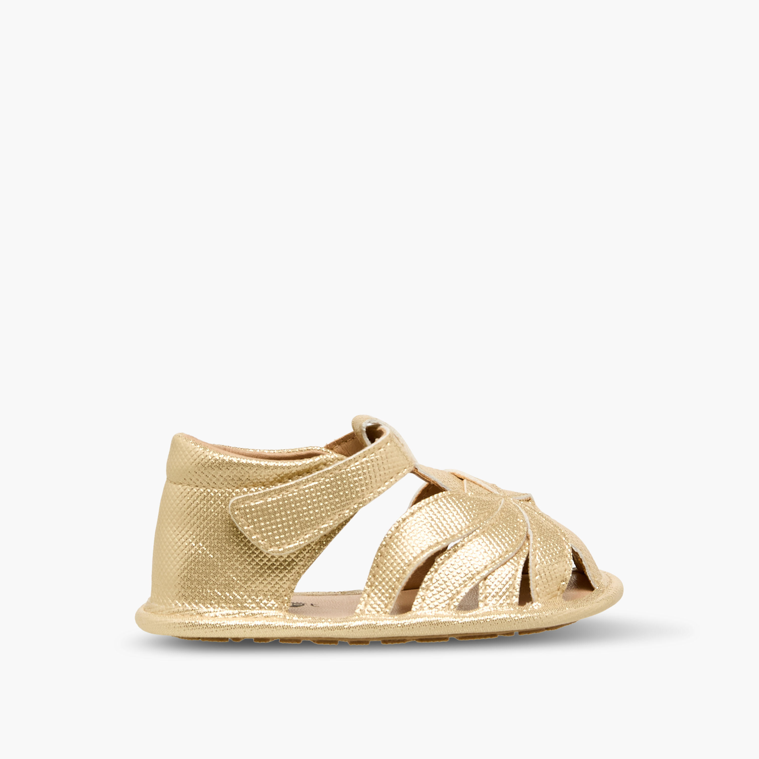 Barefeet Sandels with Hook & Loop Closure, Metallic Design-baby-girls-shoes-sandals-image-3