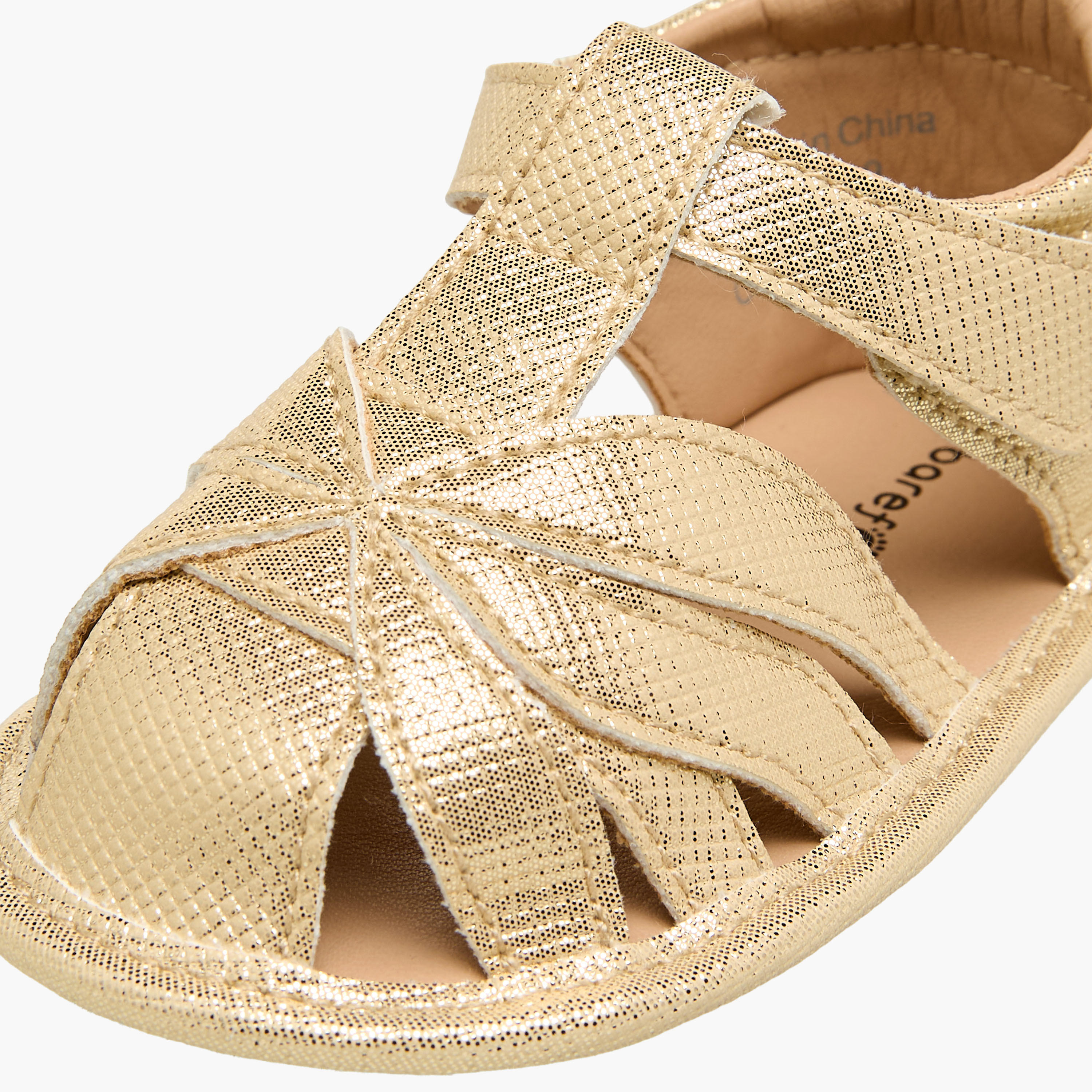 Barefeet Sandels with Hook & Loop Closure, Metallic Design-baby-girls-shoes-sandals-image-4