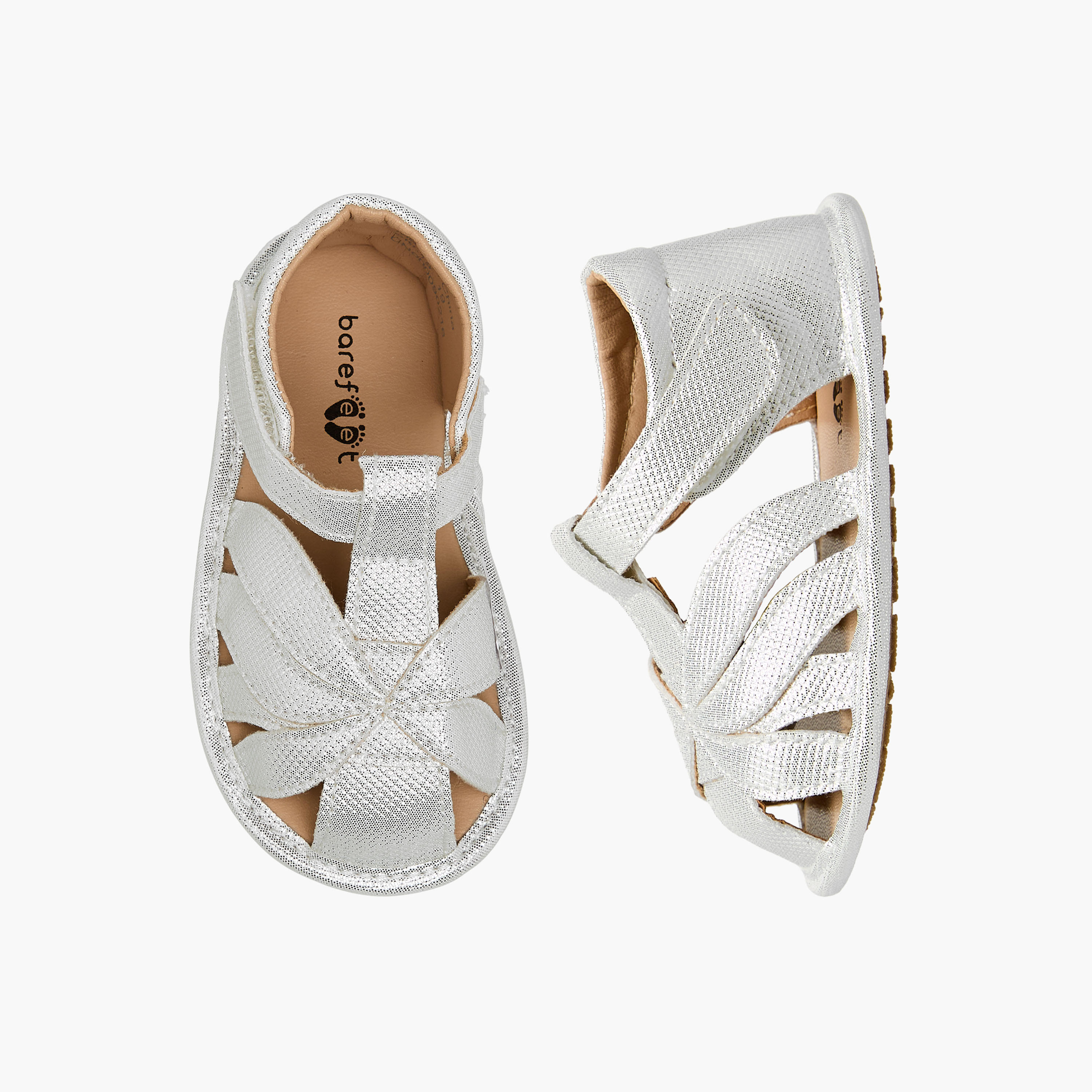 Barefeet Sandels with Hook & Loop Closure, Metallic Design-baby-girls-shoes-sandals-image-1