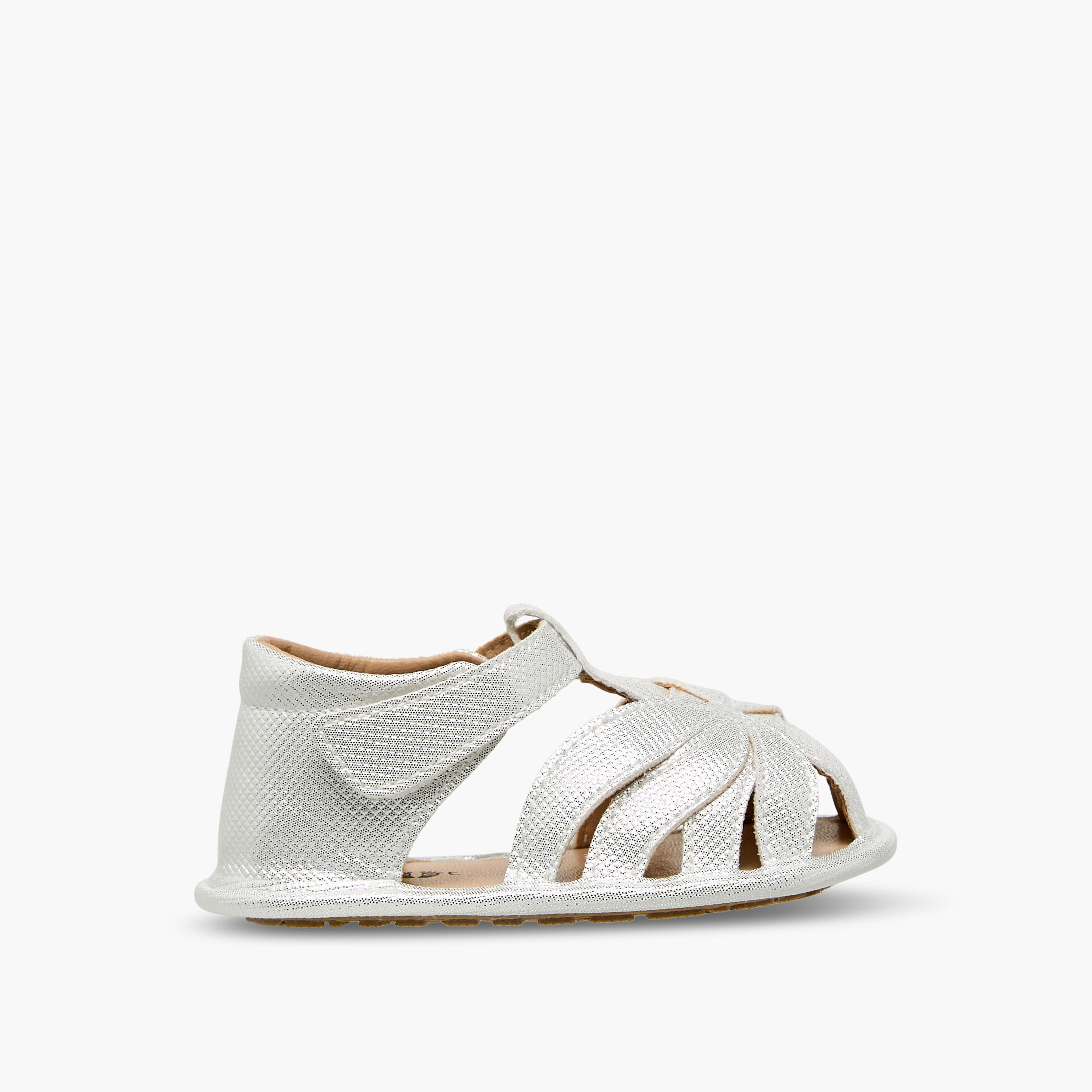 Barefeet Sandels with Hook & Loop Closure, Metallic Design-baby-girls-shoes-sandals-image-3