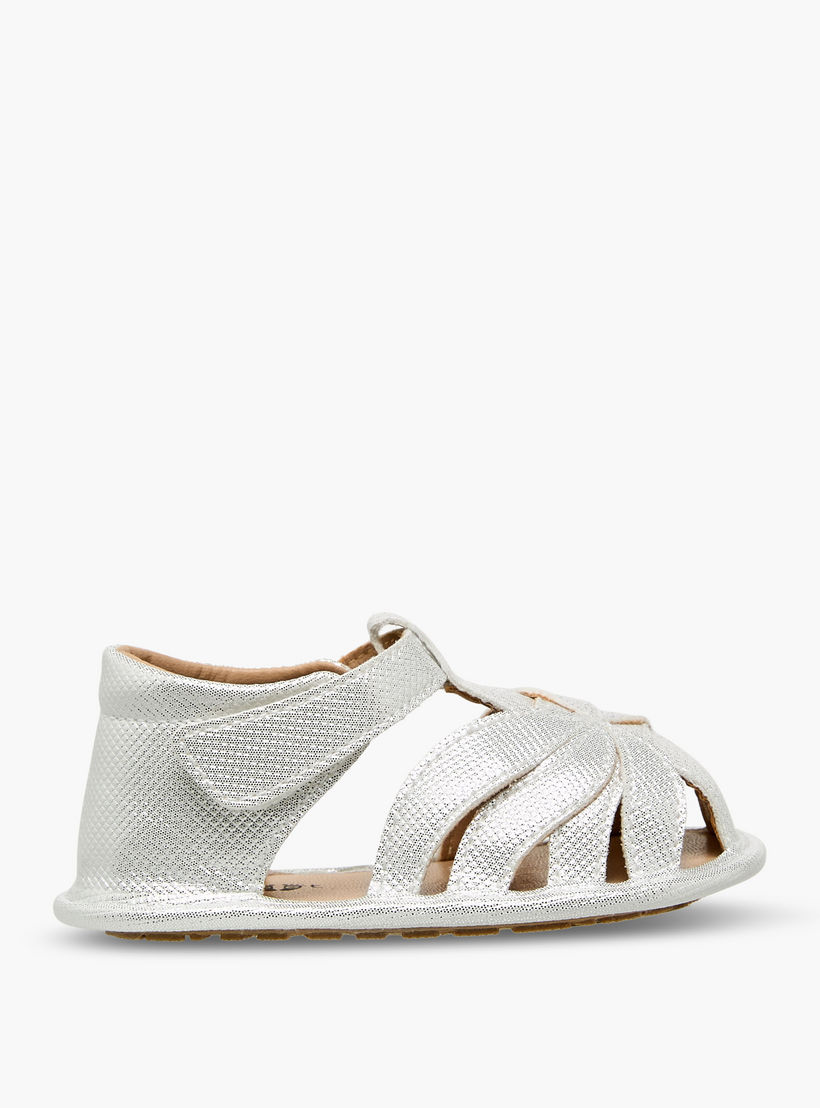 Barefeet Sandels with Hook & Loop Closure, Metallic Design-baby-girls-shoes-sandals-image-3