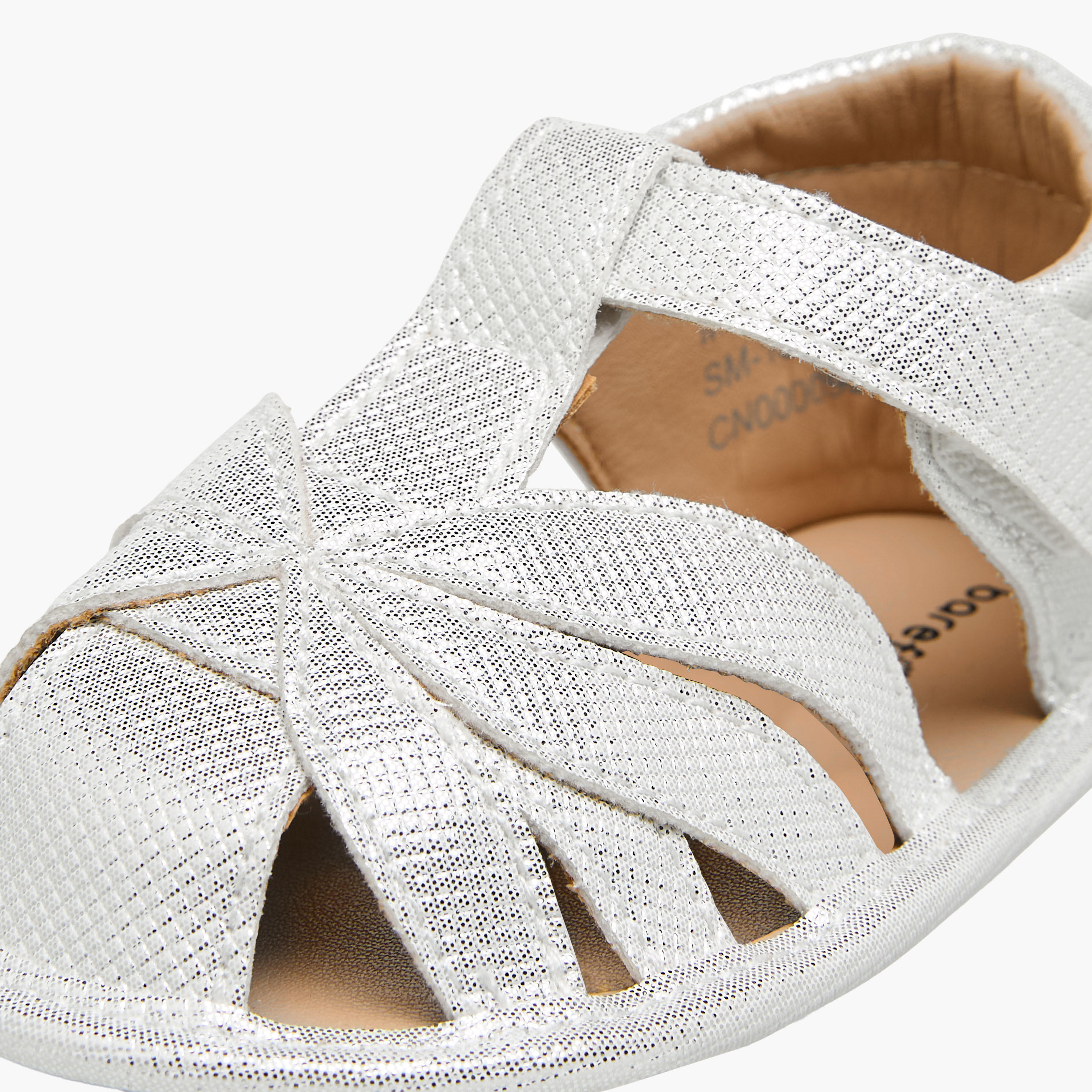 Barefeet Sandels with Hook & Loop Closure, Metallic Design-baby-girls-shoes-sandals-image-4