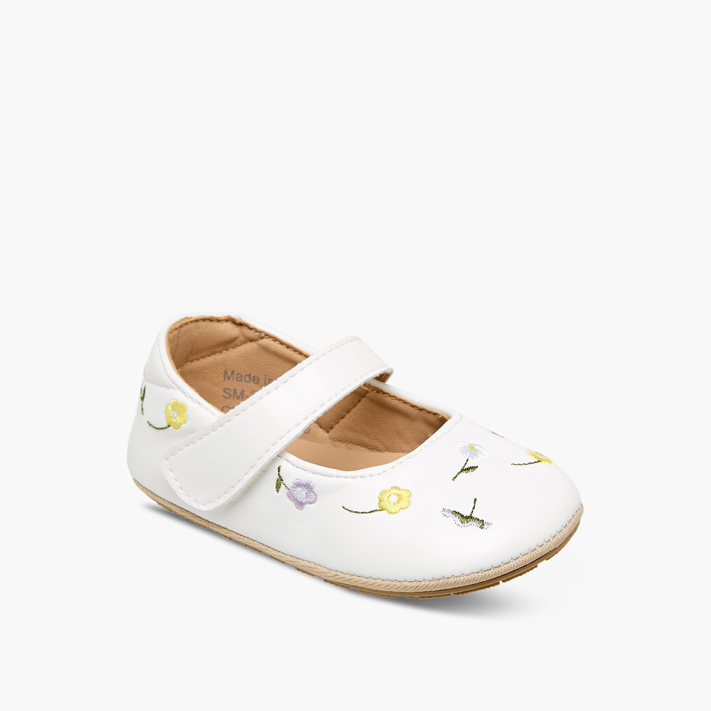 Barefeet Booties with Hook & Loop Closure, Floral Embroidered-baby-girls-shoes-booties-image-2