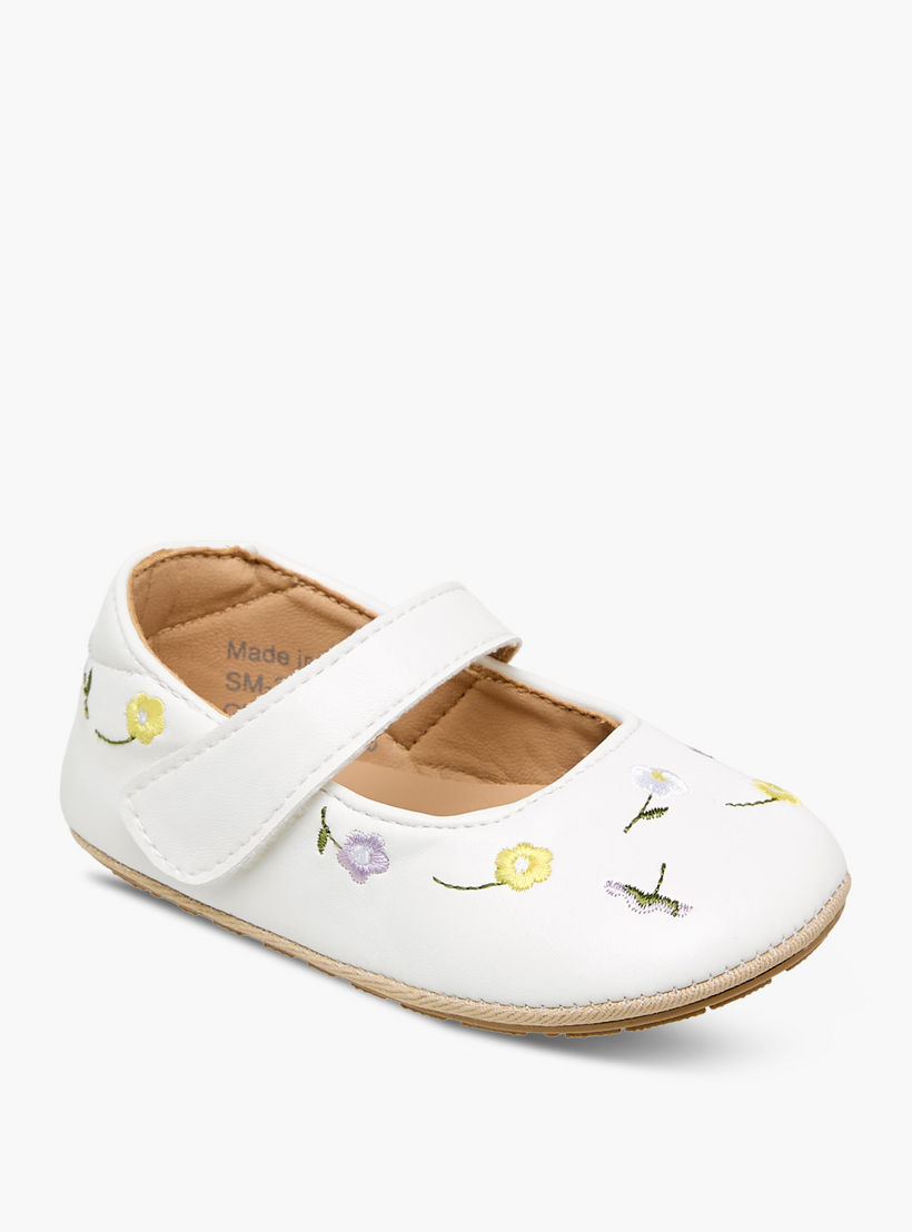 Barefeet Booties with Hook & Loop Closure, Floral Embroidered-baby-girls-shoes-booties-image-2