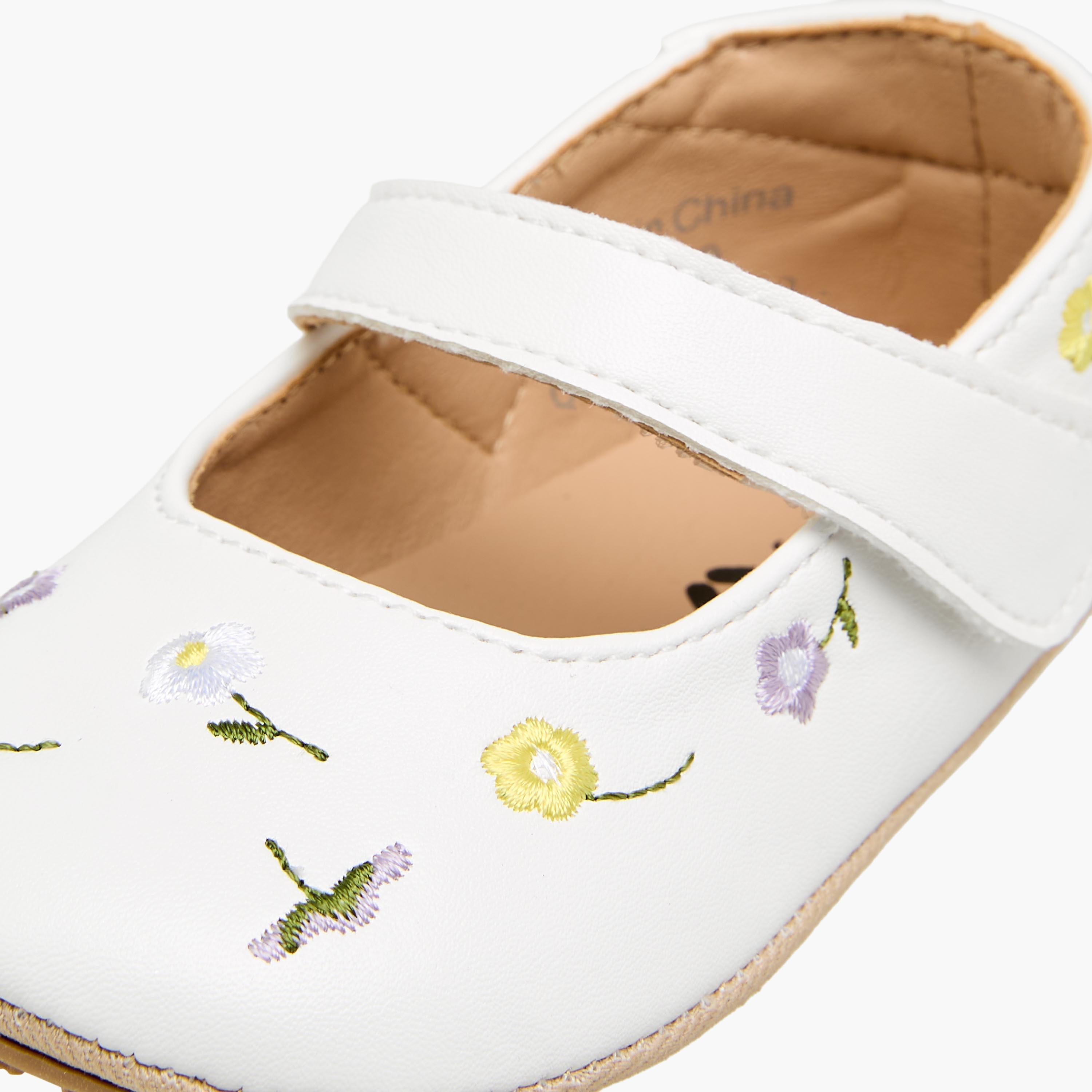 Barefeet Booties with Hook & Loop Closure, Floral Embroidered-baby-girls-shoes-booties-image-6