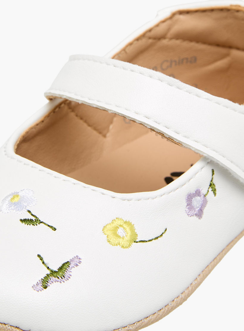 Barefeet Booties with Hook & Loop Closure, Floral Embroidered-baby-girls-shoes-booties-image-6