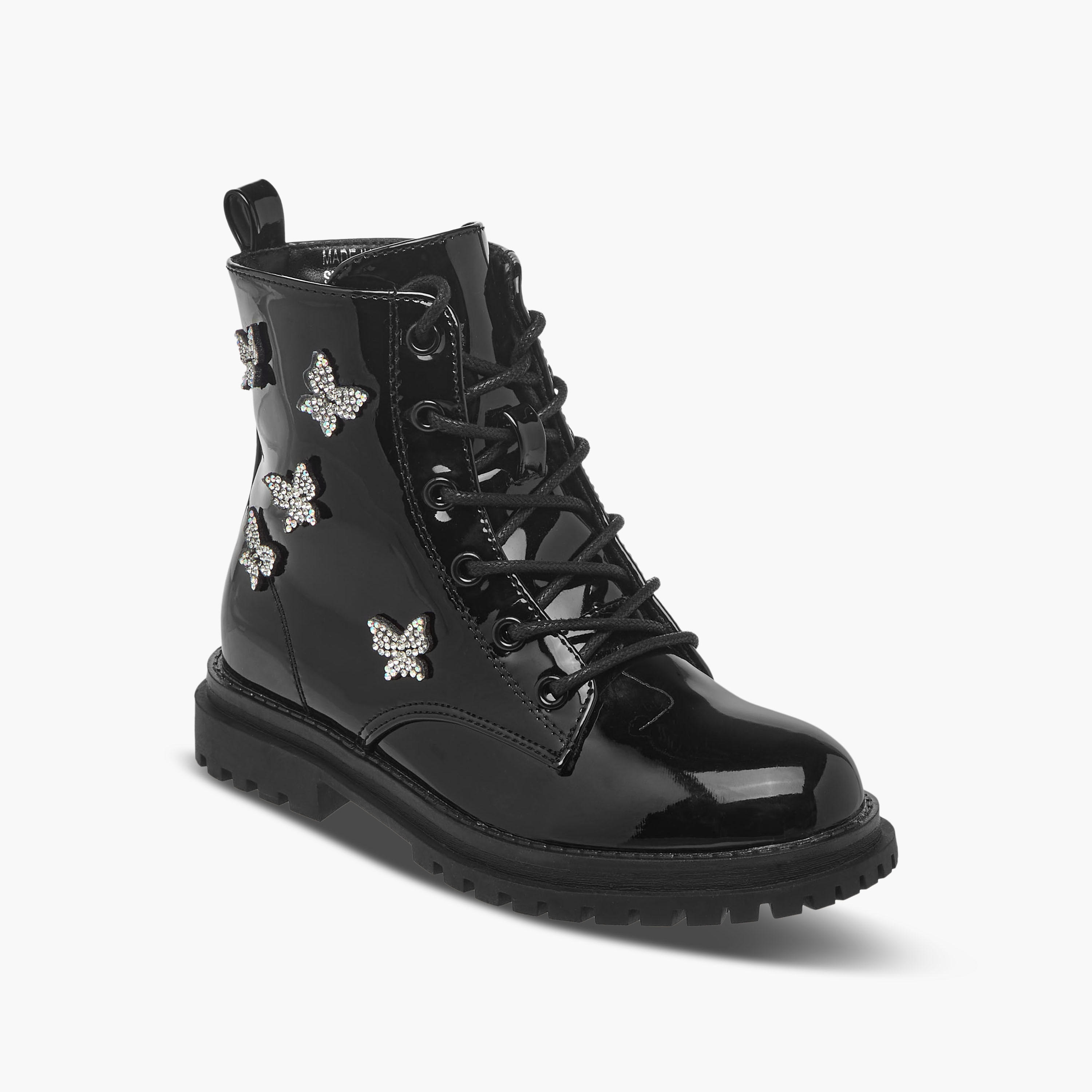 Celeste Girls Butterfly Accent High Cut Boots-girls-shoes-boots-image-2