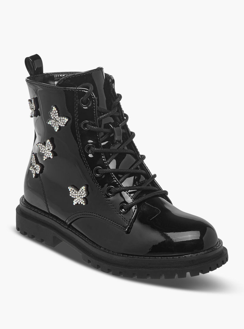 Celeste Girls Butterfly Accent High Cut Boots-girls-shoes-boots-image-2