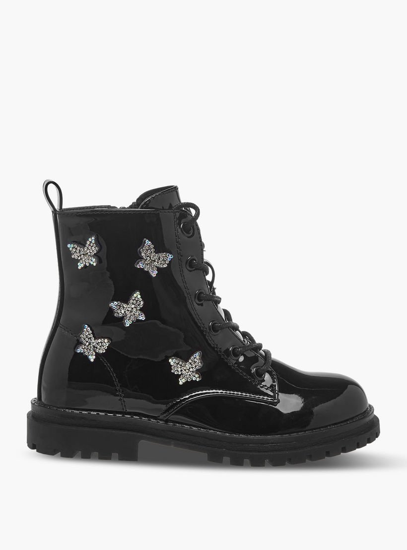 Celeste Girls Butterfly Accent High Cut Boots-girls-shoes-boots-image-3