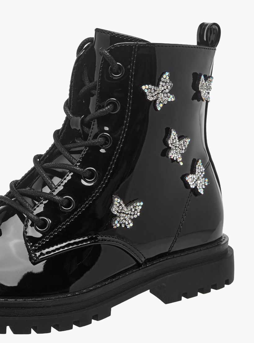 Celeste Girls Butterfly Accent High Cut Boots-girls-shoes-boots-image-4