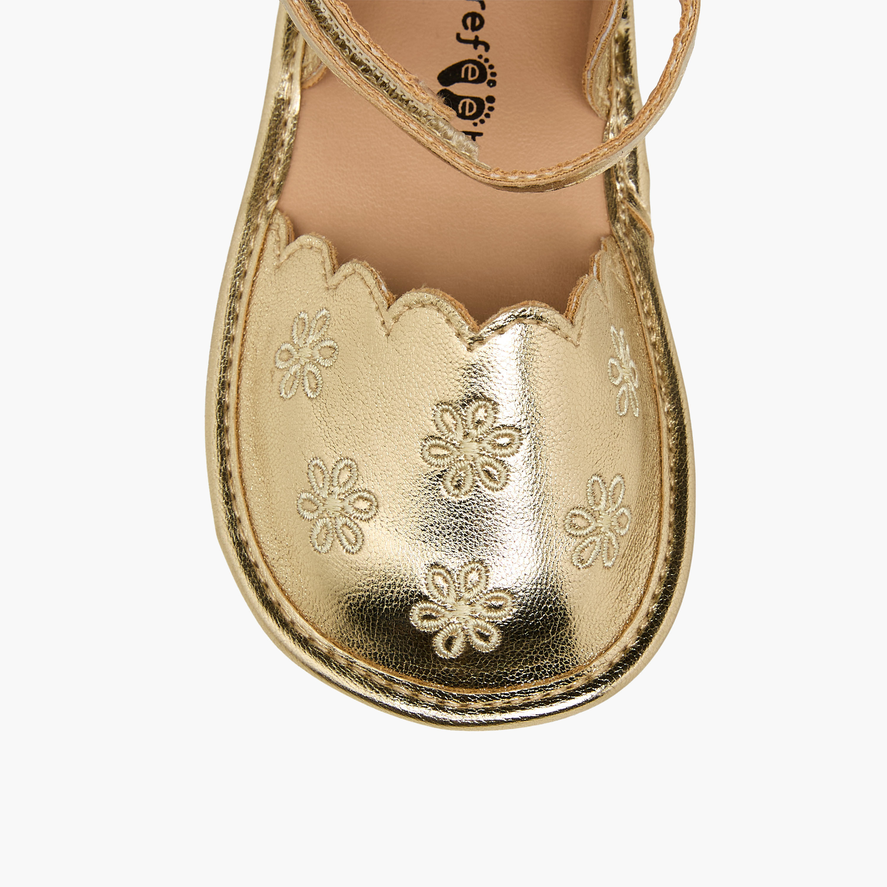 Barefeet Shoes with Hook & Loop Closure, Floral Embroidery-baby-girls-shoes-booties-image-3