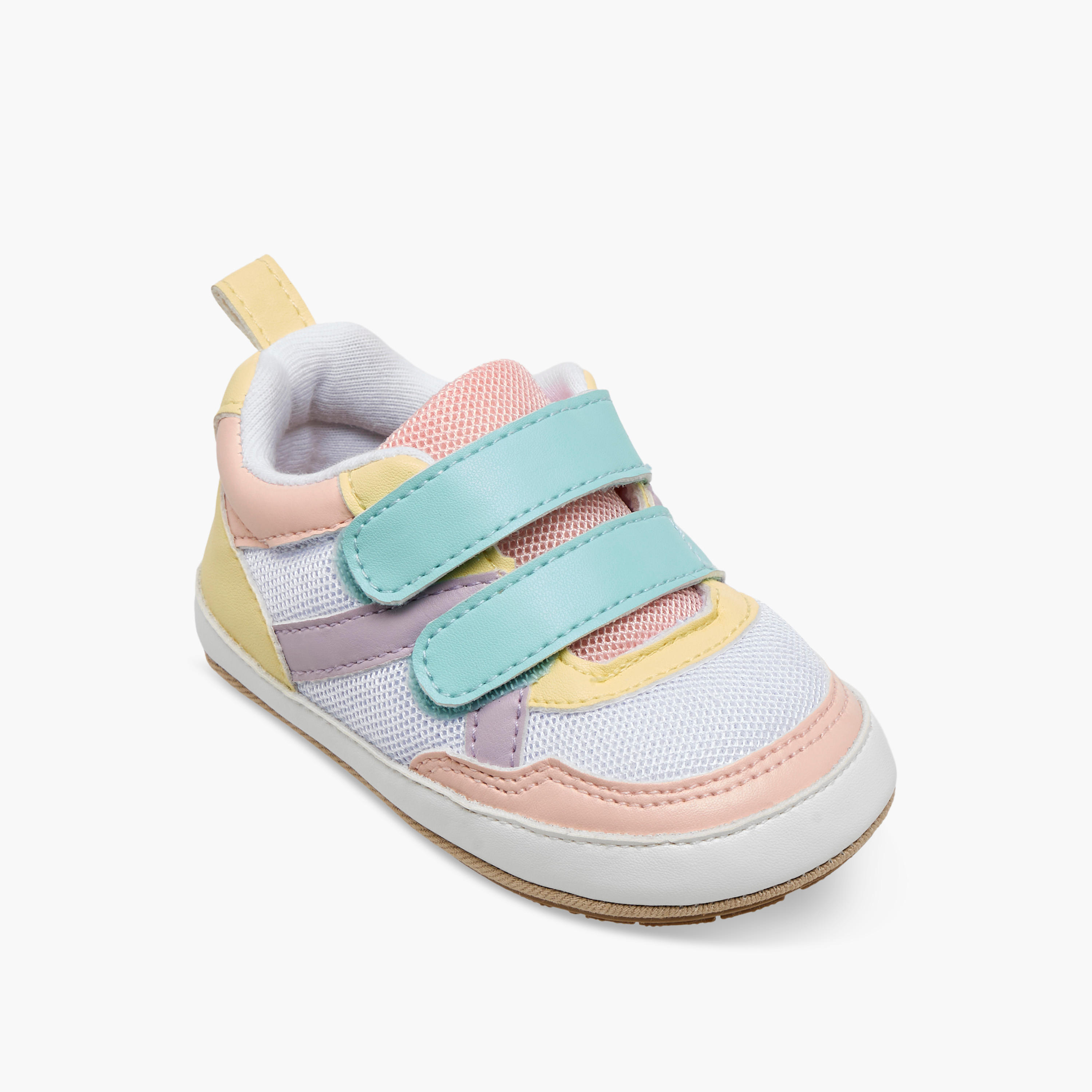 Barefeet Booties with Hook & Loop Closure, Colourblock-baby-girls-shoes-booties-image-2