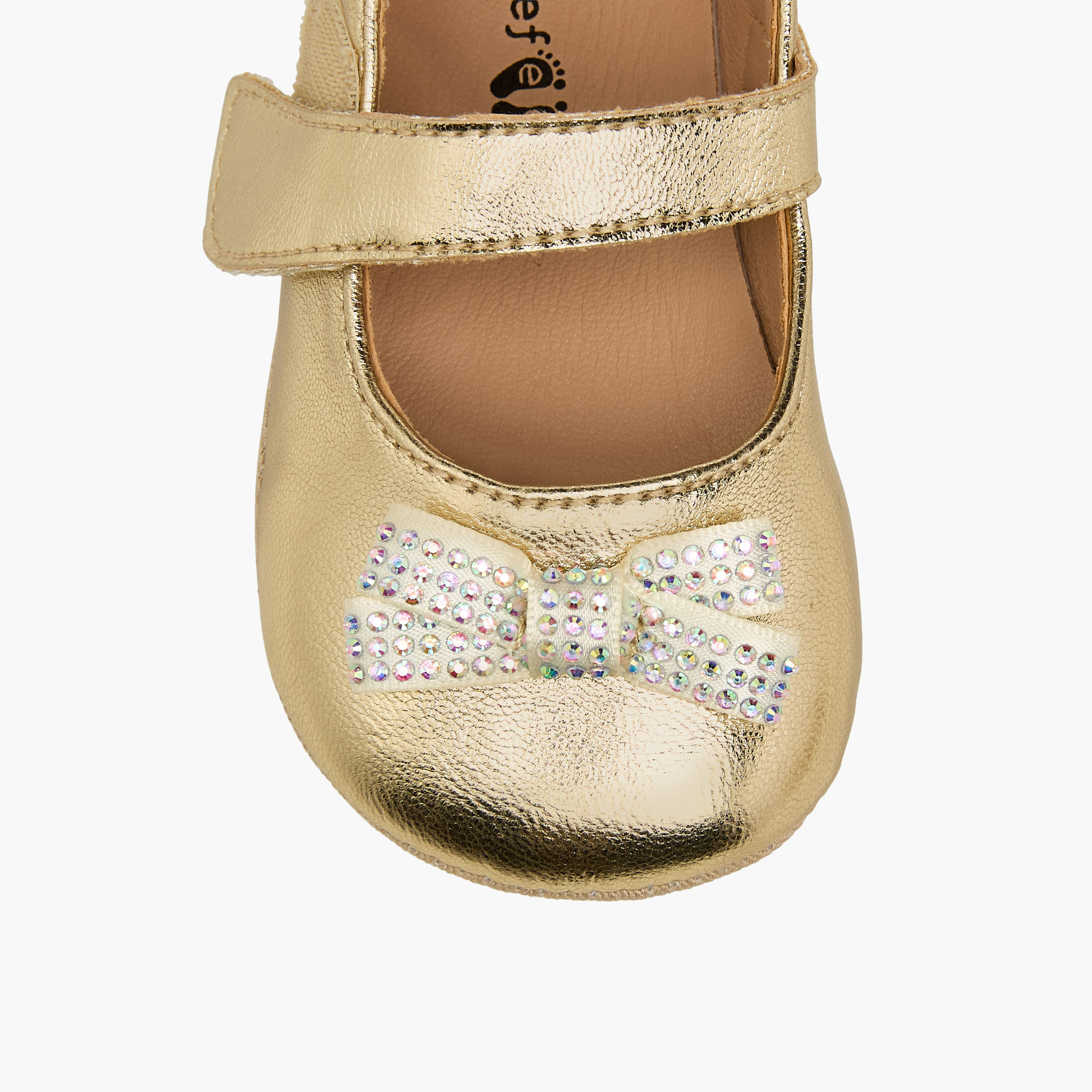 Barefeet Booties with Hook & Loop Closure, Embellished Bow-baby-girls-shoes-booties-image-4