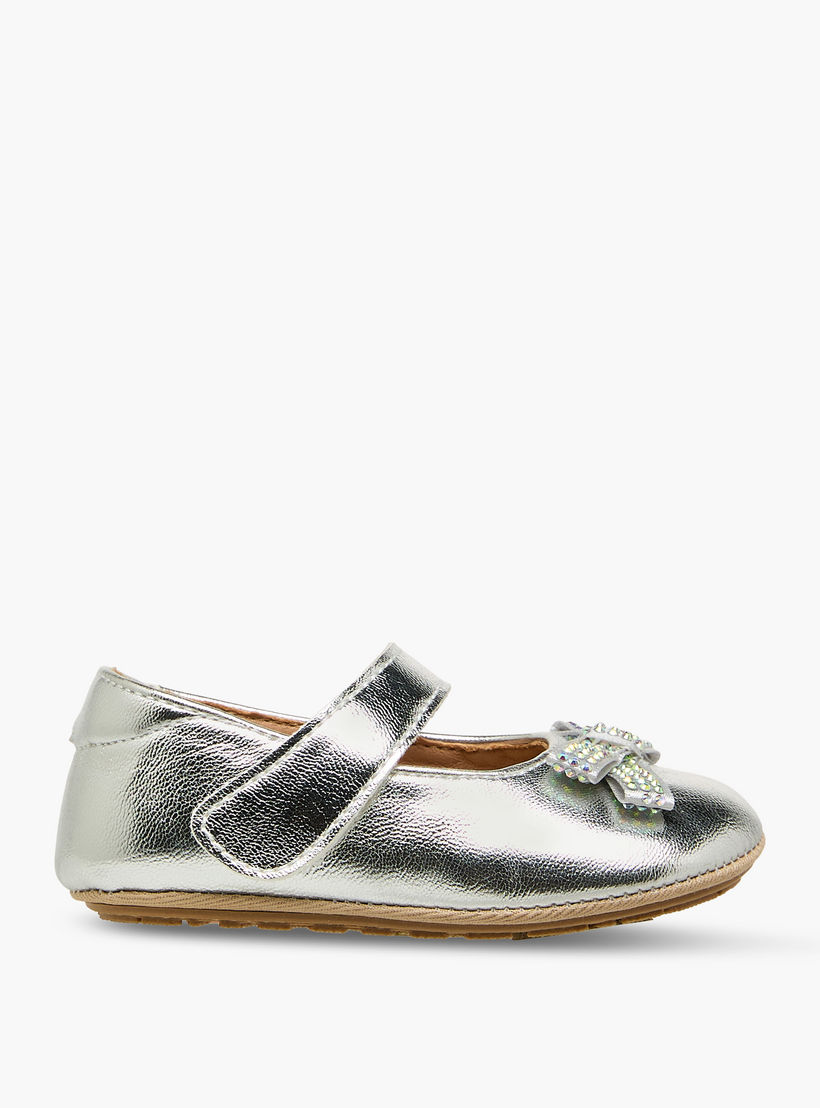 Barefeet Booties with Hook & Loop Closure, Embellished Bow-baby-girls-shoes-booties-image-3