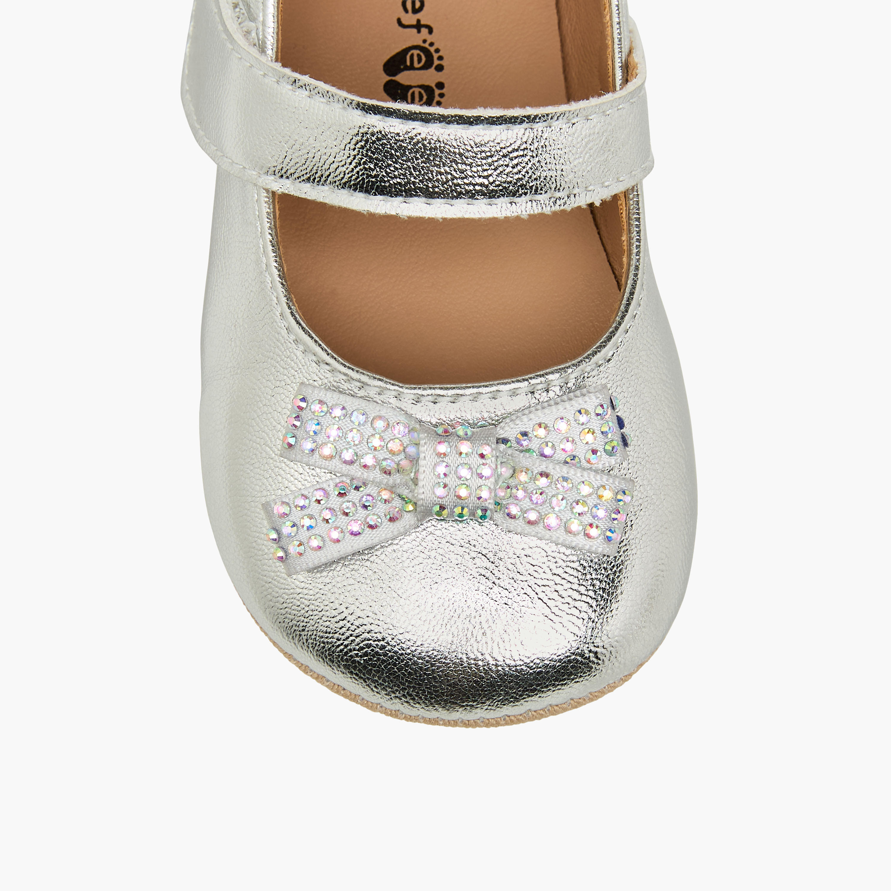 Barefeet Booties with Hook & Loop Closure, Embellished Bow-baby-girls-shoes-booties-image-4