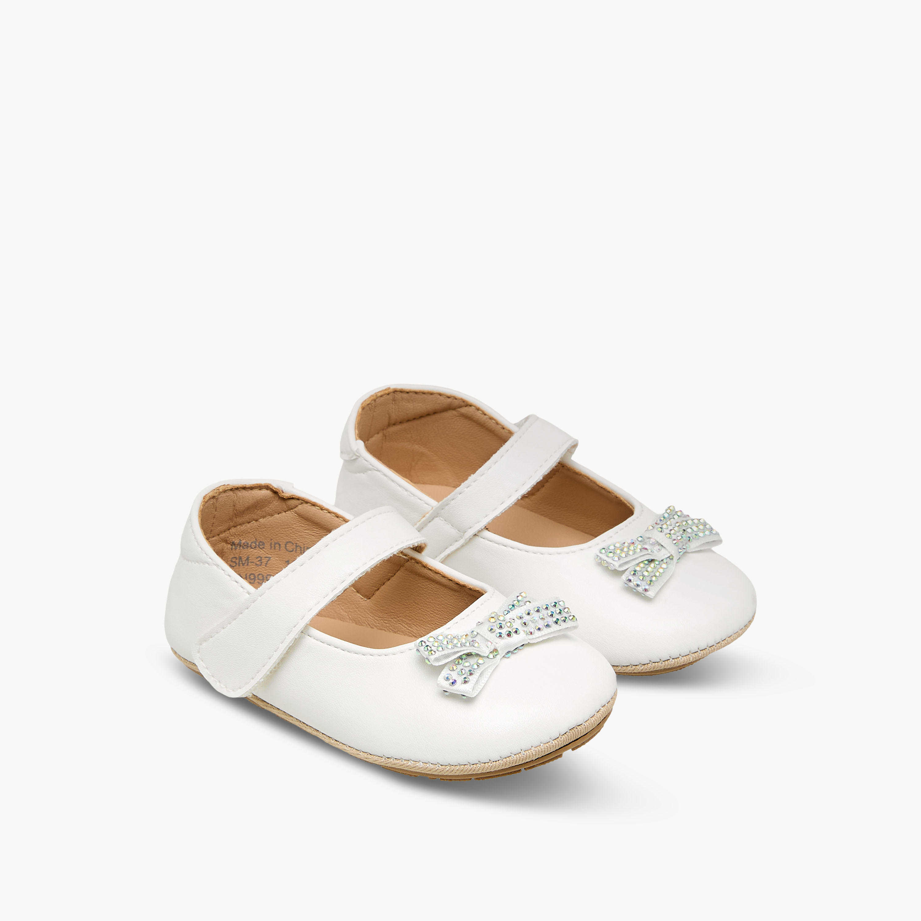 Barefeet Booties with Hook & Loop Closure, Embellished Bow-baby-girls-shoes-booties-image-1